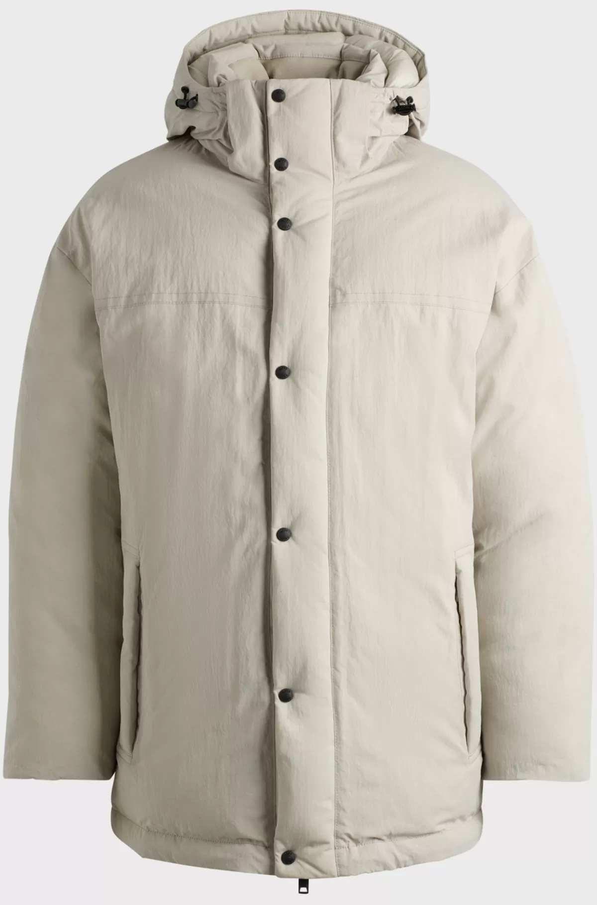 HUGO BOSS Oversize Fit Jakke I Stof Med Fløjlseffekt Og Aftagelig Hætte Naturlig Online