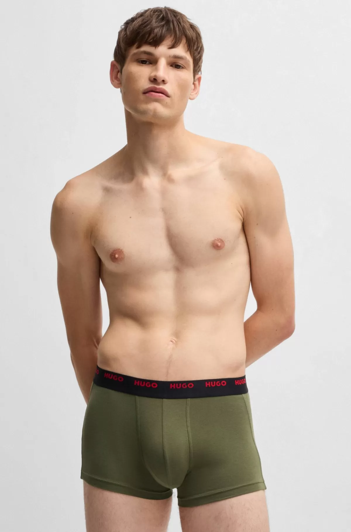 HUGO BOSS Pakke Med Fem Par Underbukser I Bomuld Med Stræk Og Logolinning Rød / Blå / Sort Shop