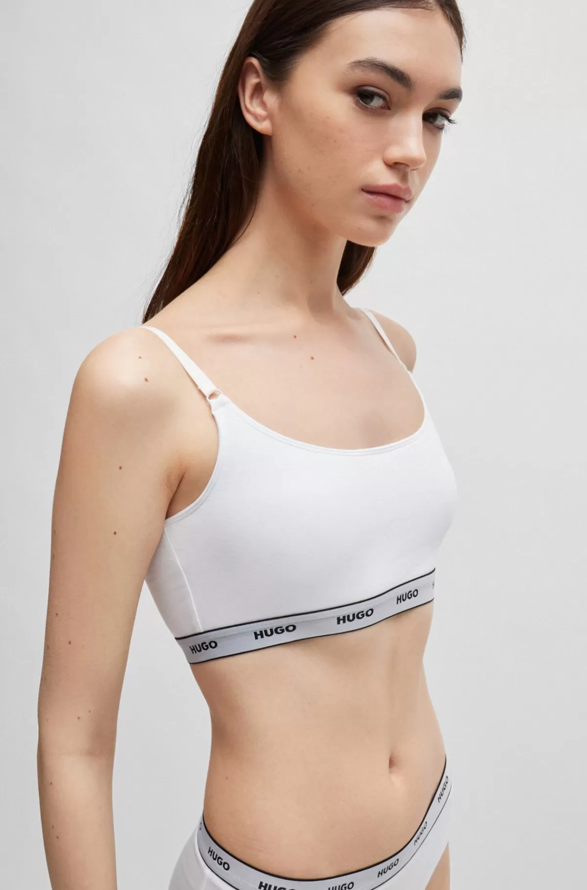 HUGO BOSS Pakke Med To Braletter I Bomuld Med Stræk Og Logobånd Hvid Outlet