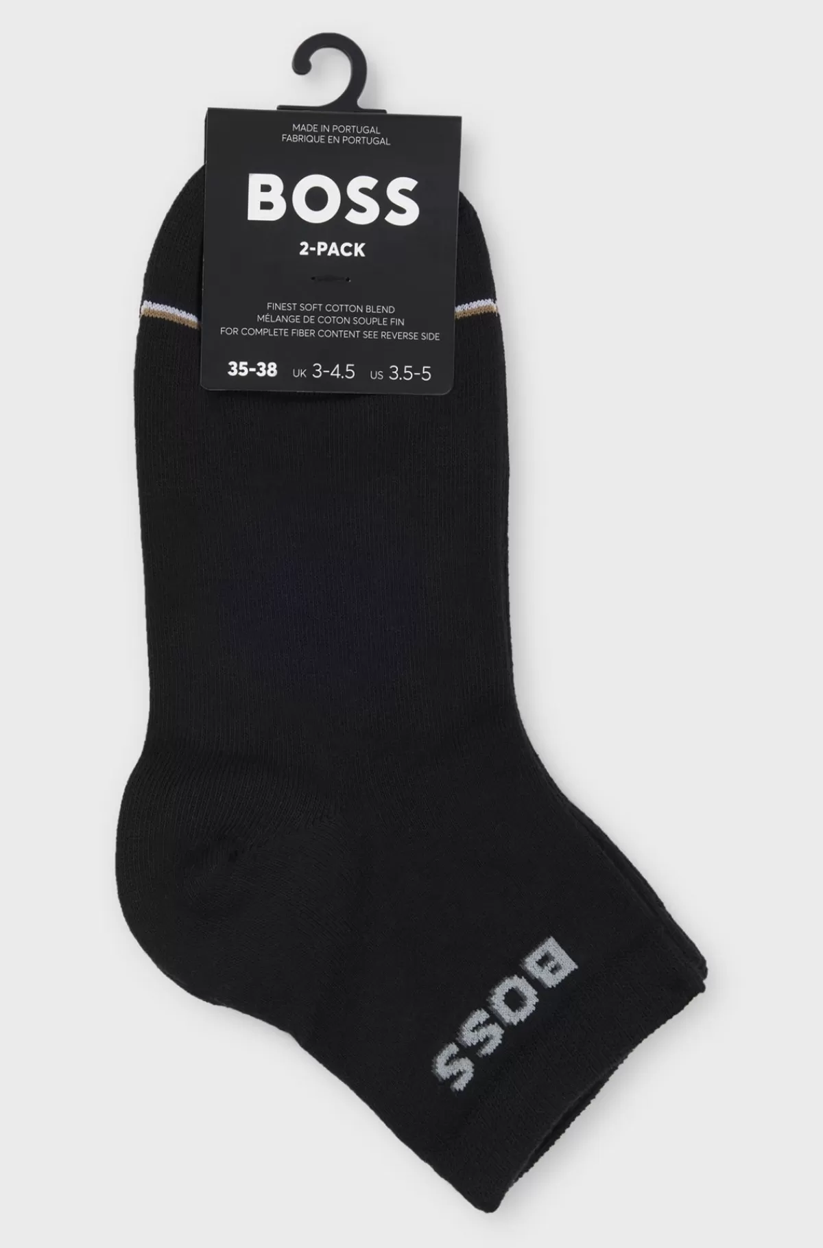 HUGO BOSS Pakke Med To Par Korte Sokker I Bomuldsblanding Med Logoer Sort Outlet