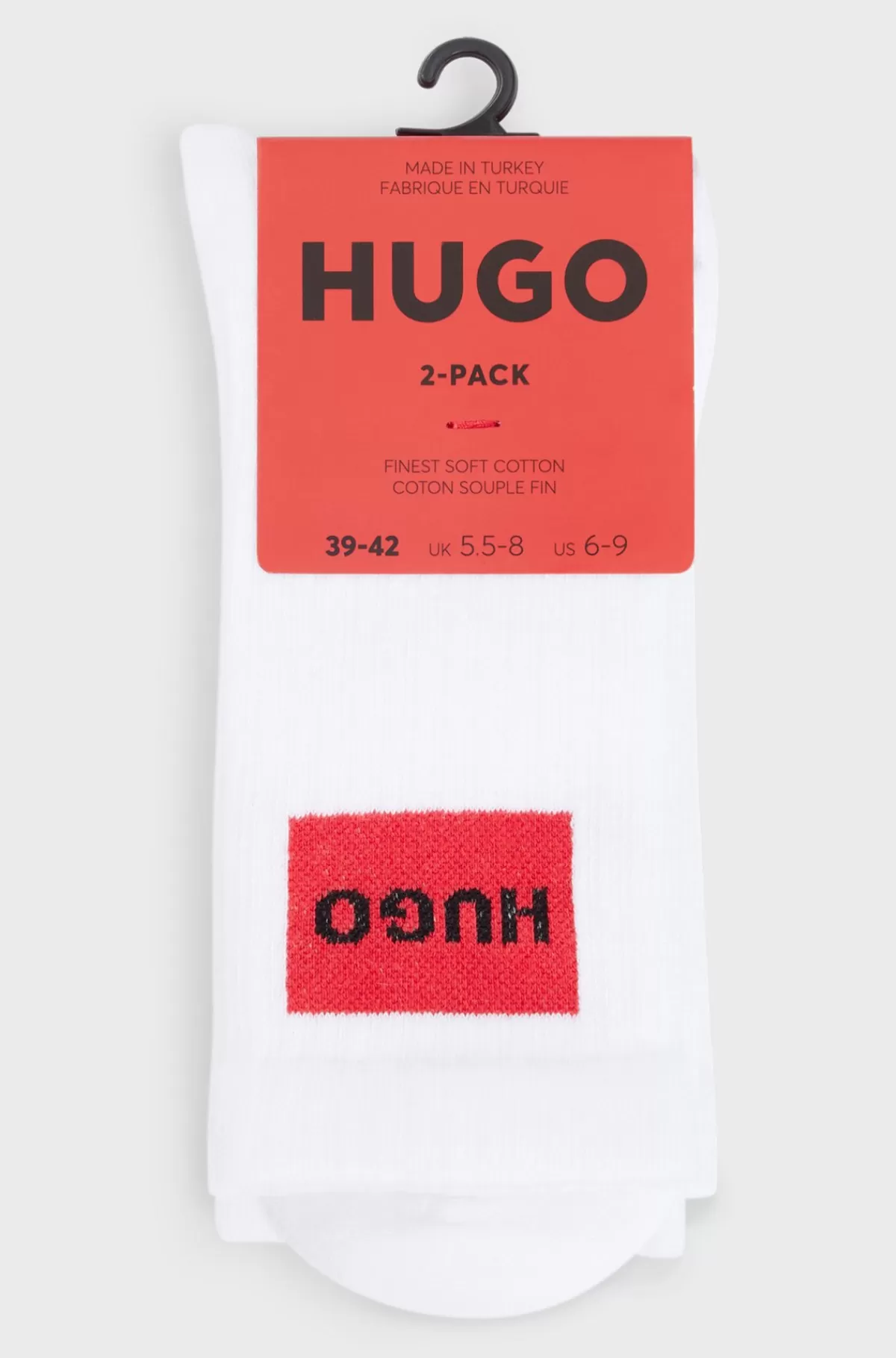 HUGO BOSS Pakke Med To Par Korte Sokker Med Røde Logomærkater Hvid Best