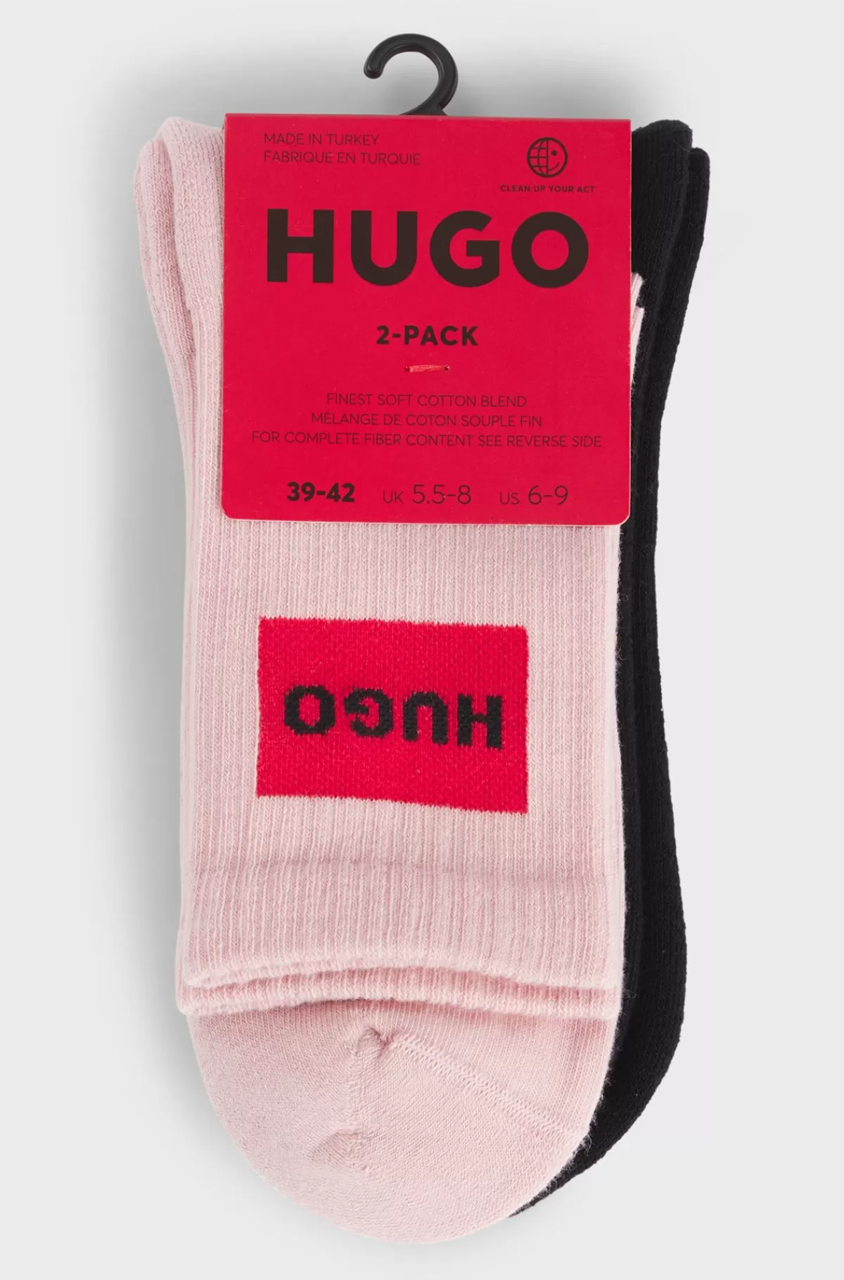 HUGO BOSS Pakke Med To Par Korte Strømper Med Røde Logomærkater Sort/pink Outlet