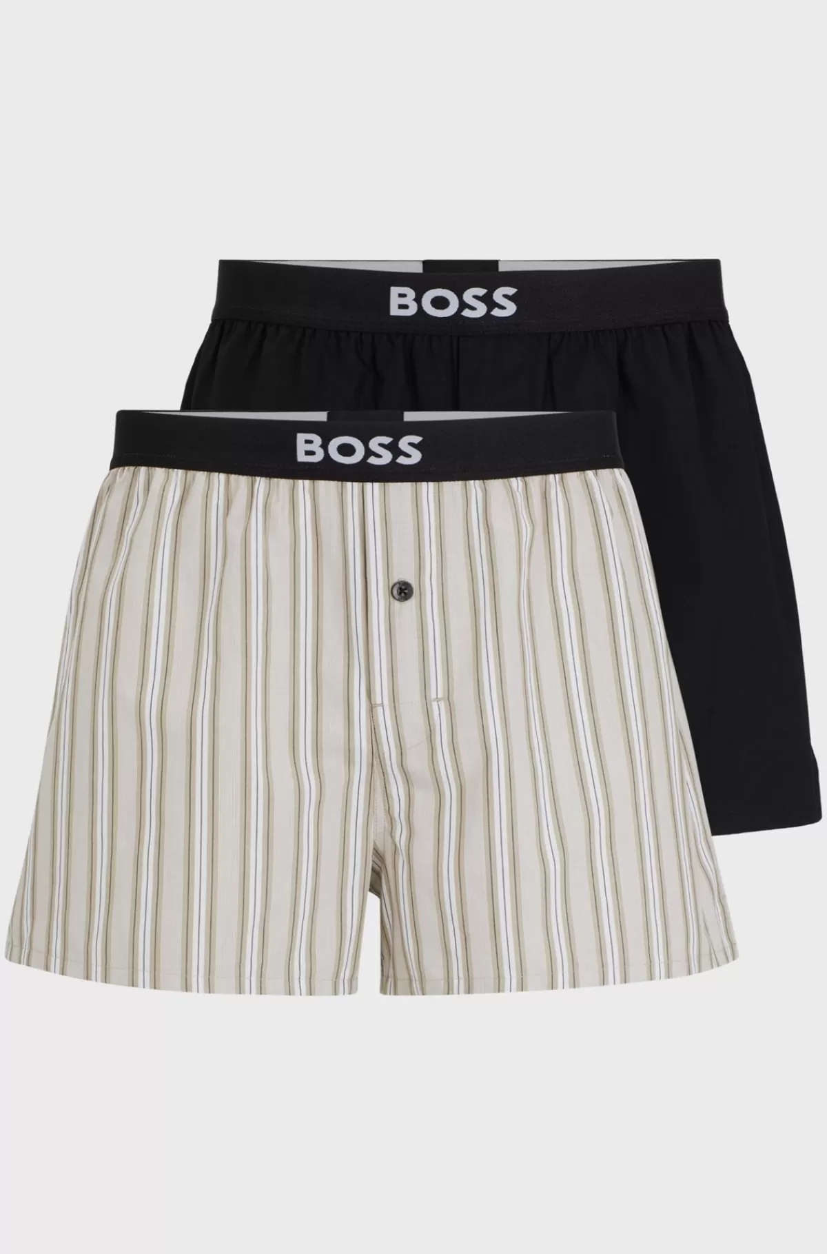 HUGO BOSS Pakke Med To Par Pyjamasshorts I Bomuld Med Logolinning Beige Fashion