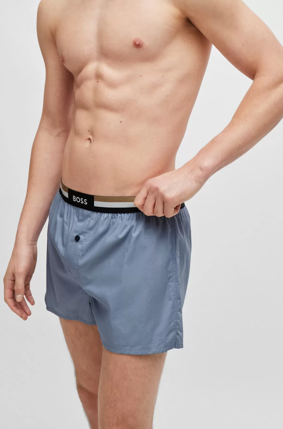 HUGO BOSS Pakke Med To Par Pyjamasshorts I Bomuld Med Signaturlinning Blå Discount