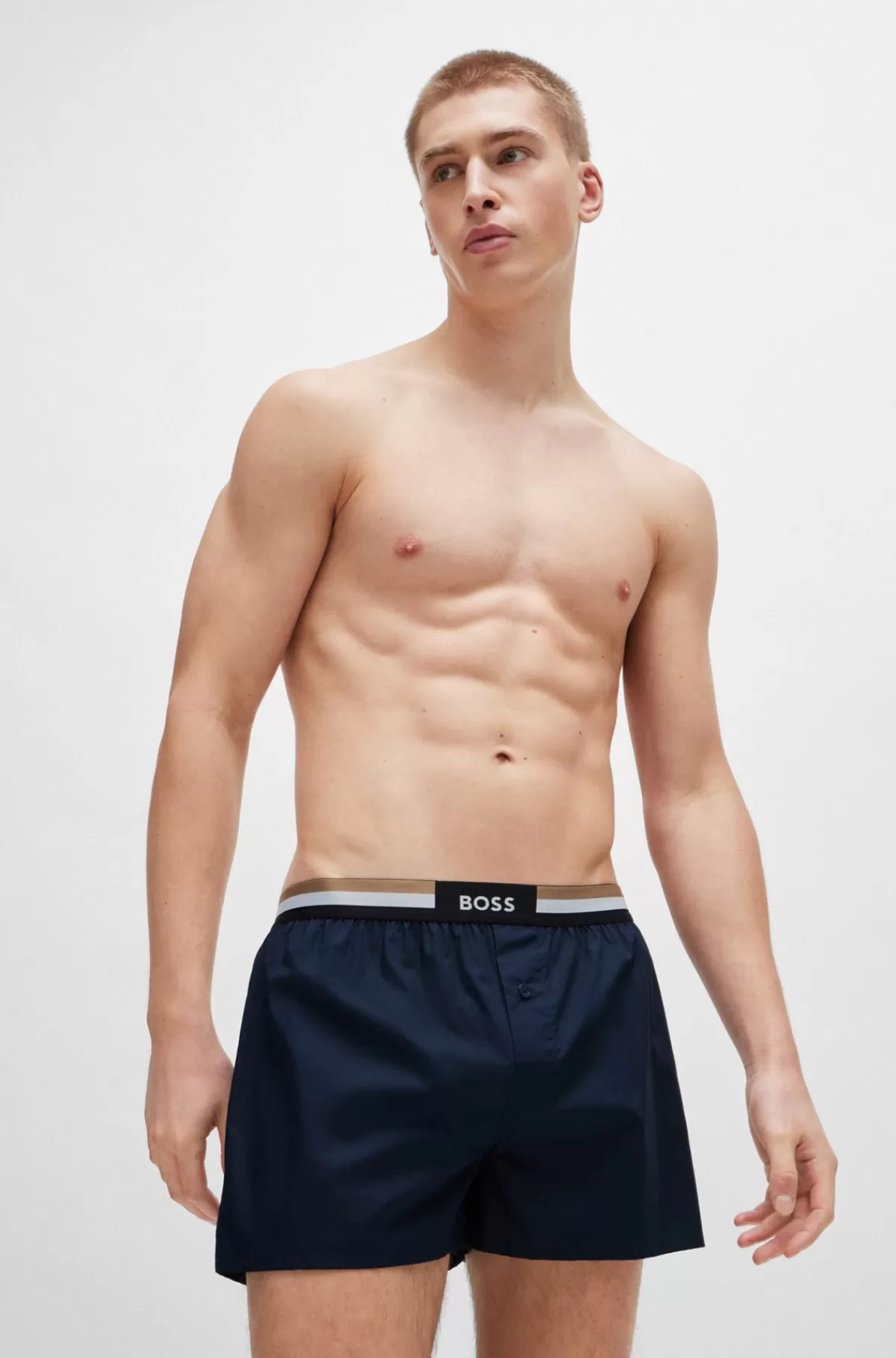 HUGO BOSS Pakke Med To Par Pyjamasshorts I Bomuld Med Signaturlinning Blå Discount