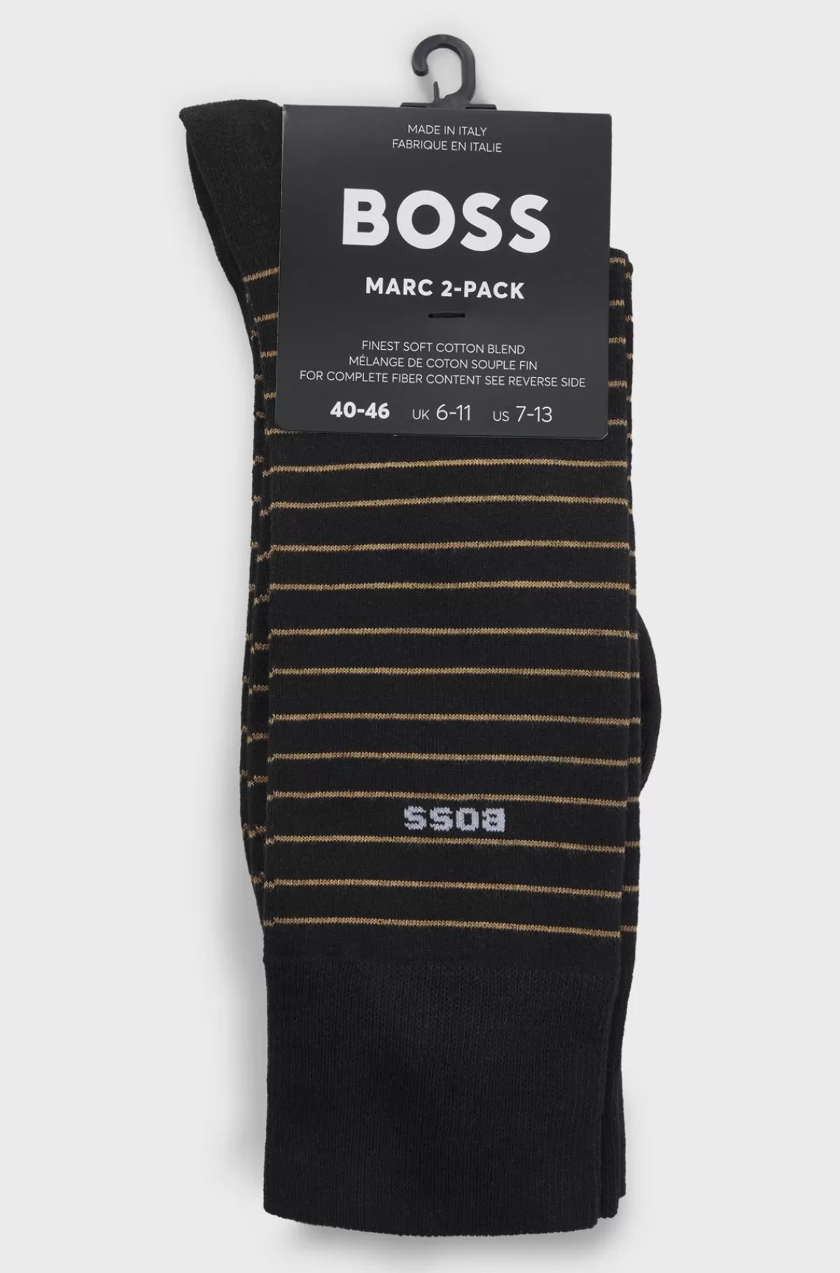 HUGO BOSS Pakke Med To Par Sokker I Almindelig Længde I Bomuld Med Stræk Sort Outlet