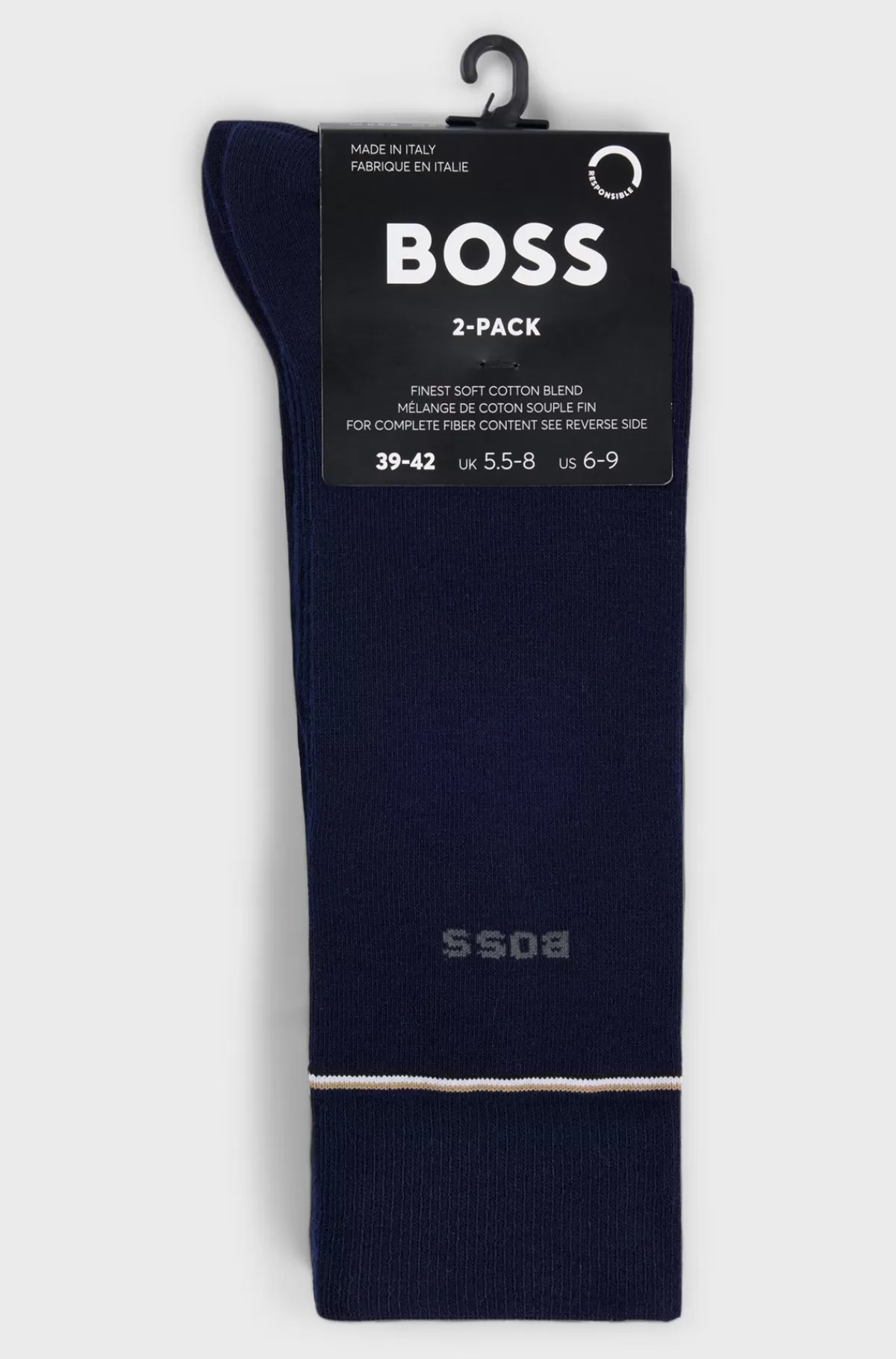 HUGO BOSS Pakke Med To Par Sokker Med Normal Længde Og Performance-stræk Mørkeblå Outlet