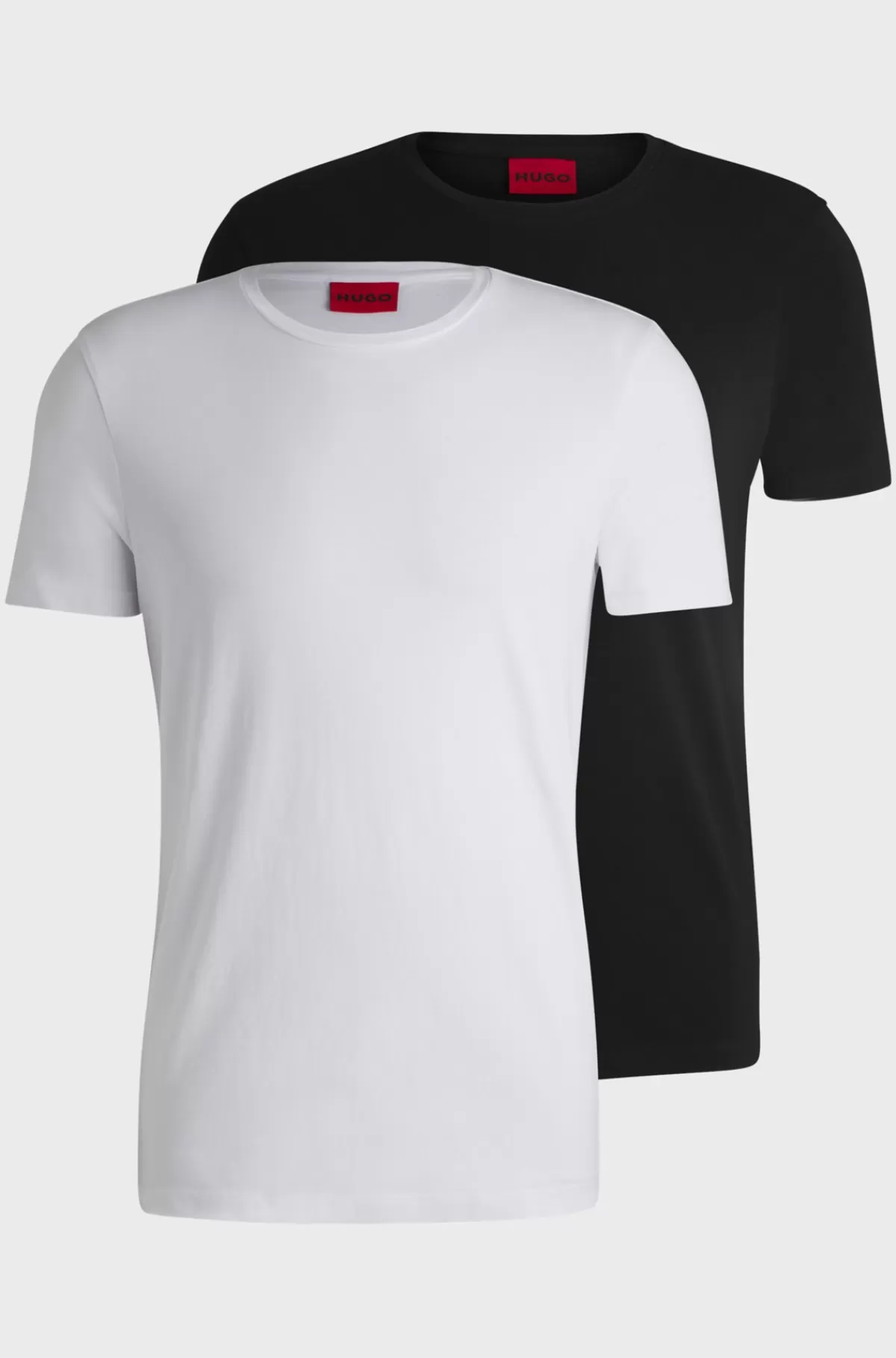 HUGO BOSS Pakke Med To T-shirts I Bomuld Med Stræk Og Med Slim Fit Hvid/sort Sale