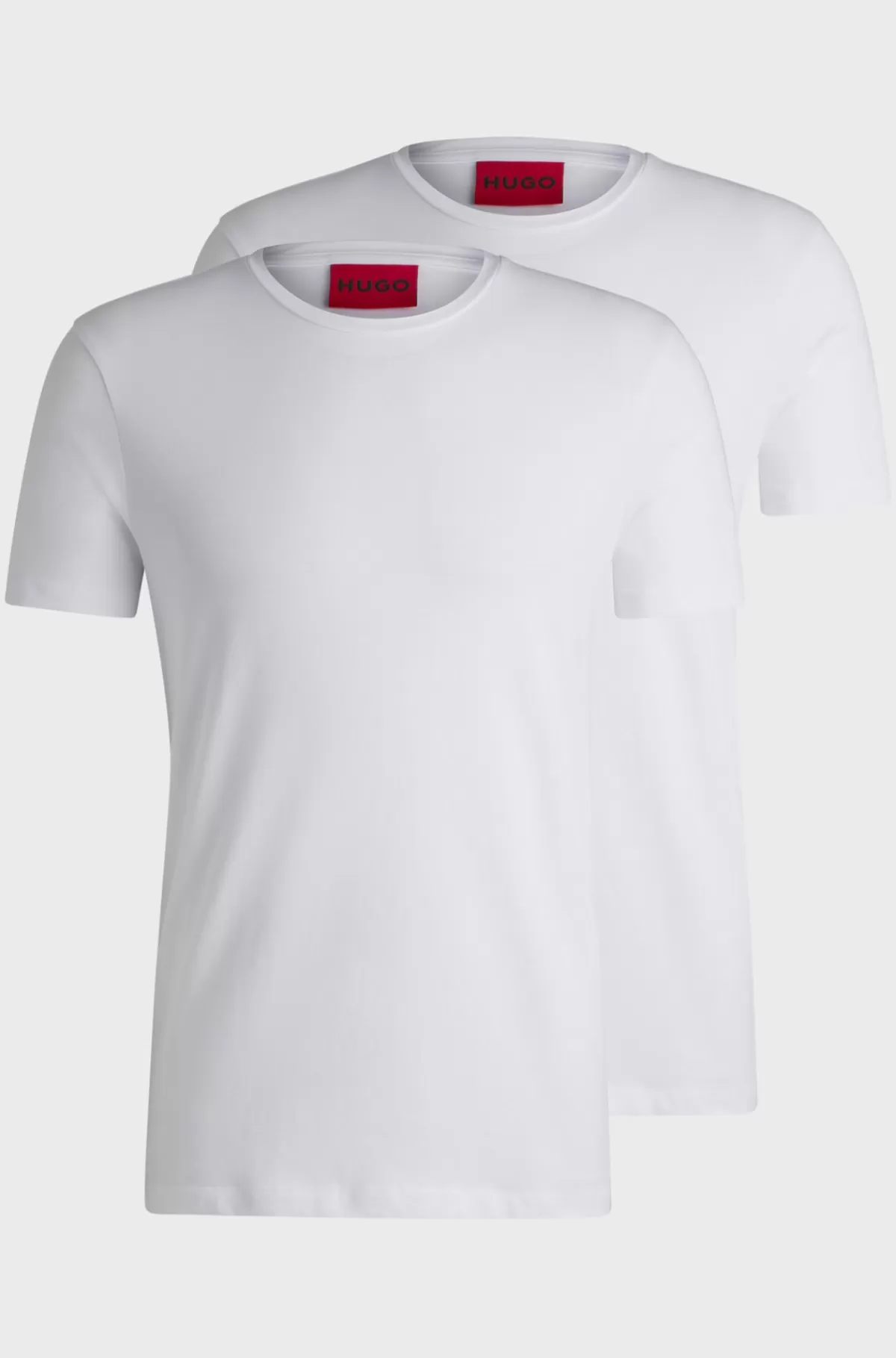 HUGO BOSS Pakke Med To T-shirts I Bomuld Med Stræk Og Med Slim Fit Hvid New