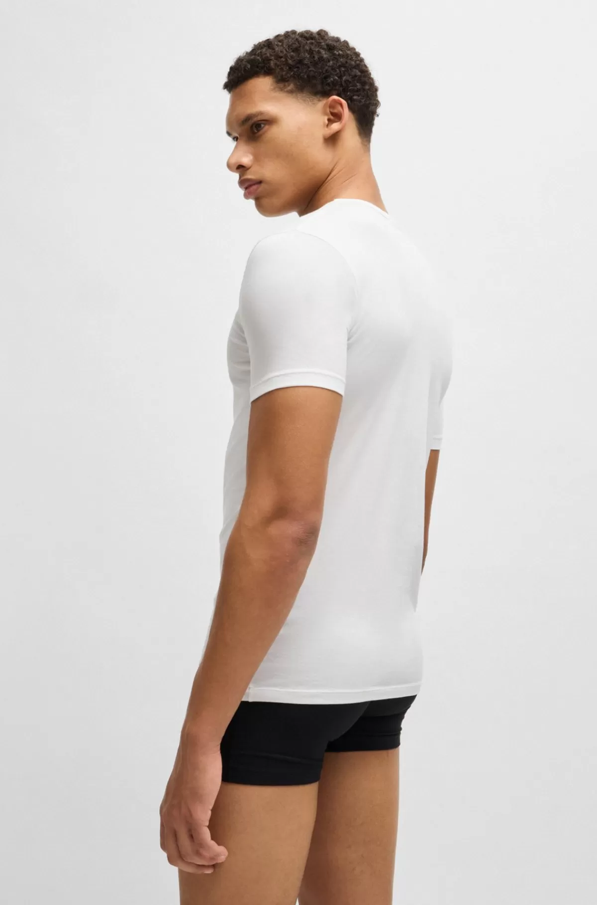 HUGO BOSS Pakke Med To T-shirts I Slank Pasform I Bomuld Med Stræk Hvid New