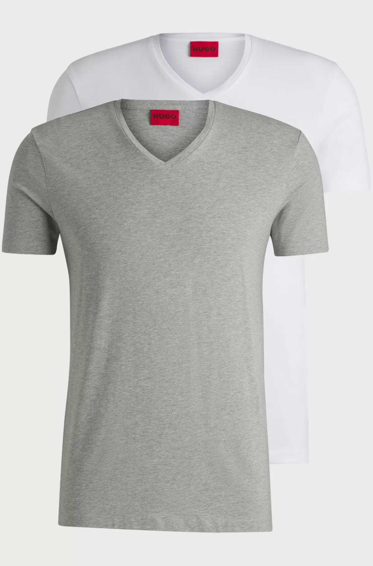 HUGO BOSS Pakke Med To T-shirts Med V-hals I Bomuld Med Stræk Hvid / Lysegrå Shop