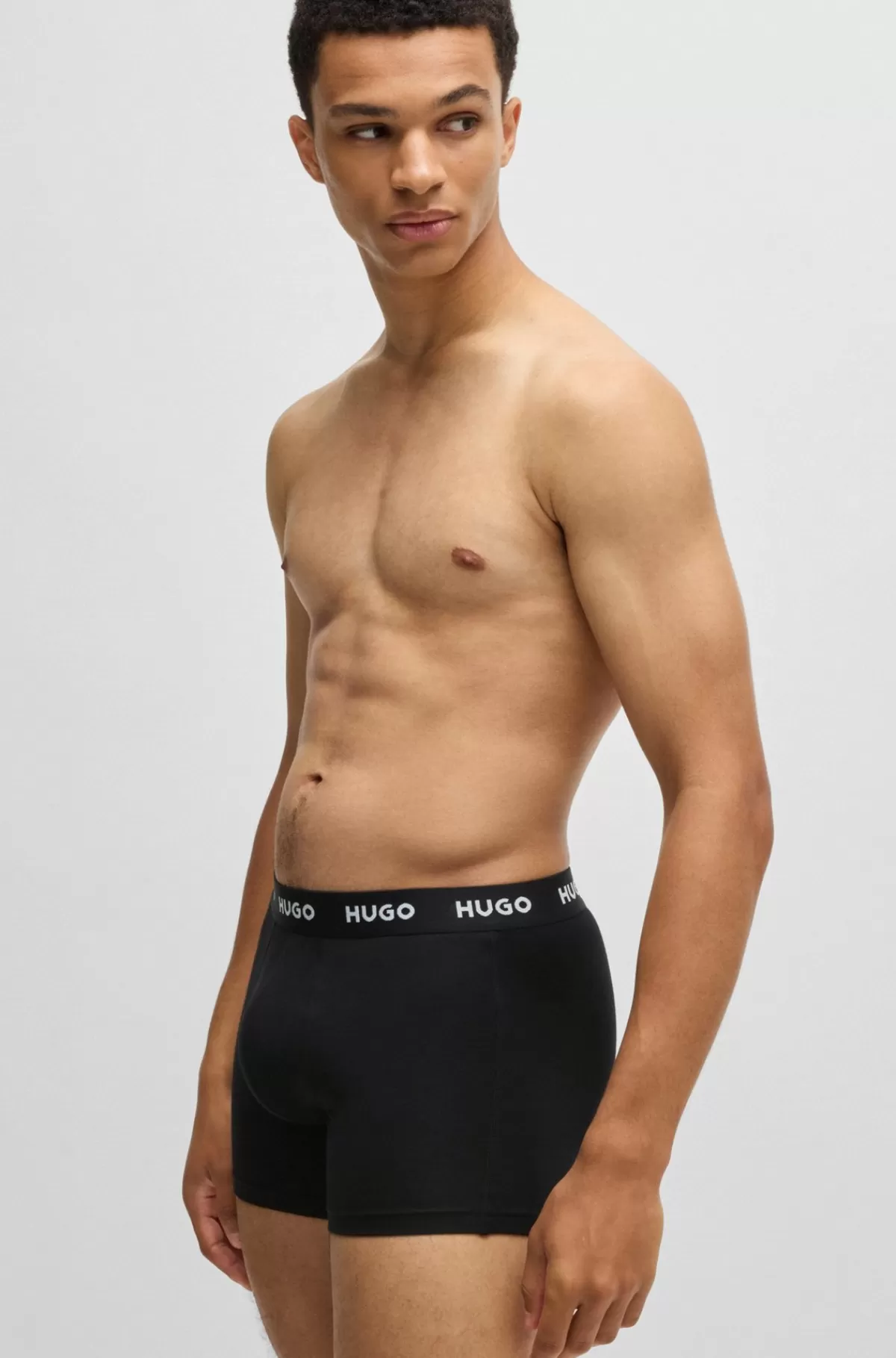 HUGO BOSS Pakke Med Tre Par Boksershorts I Bomuld Med Stræk Og Logoer Sort/grøn Shop