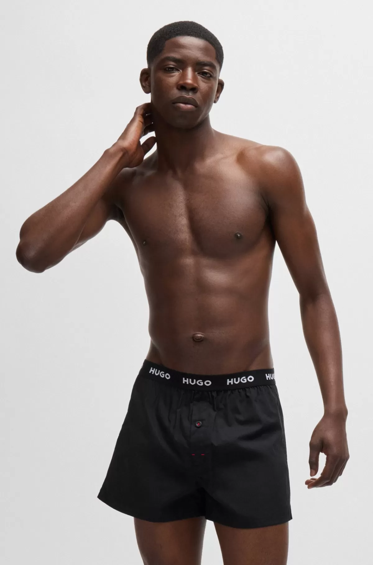 HUGO BOSS Pakke Med Tre Par Boxershorts I Bomuld Med Logolinning Sort/rød Flash Sale