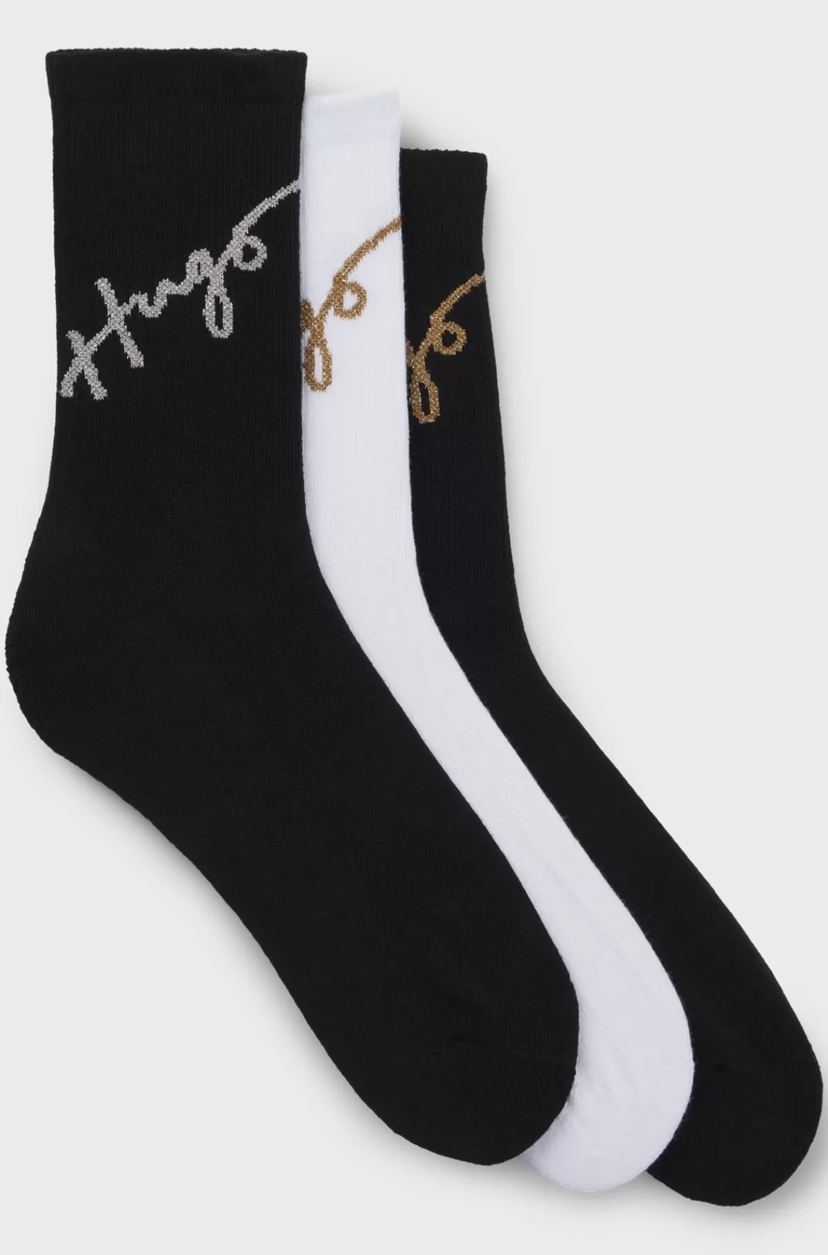 HUGO BOSS Pakke Med Tre Par Strømper I Kvart Længde Med Håndskrevne Logoer Hvid/sort Cheap