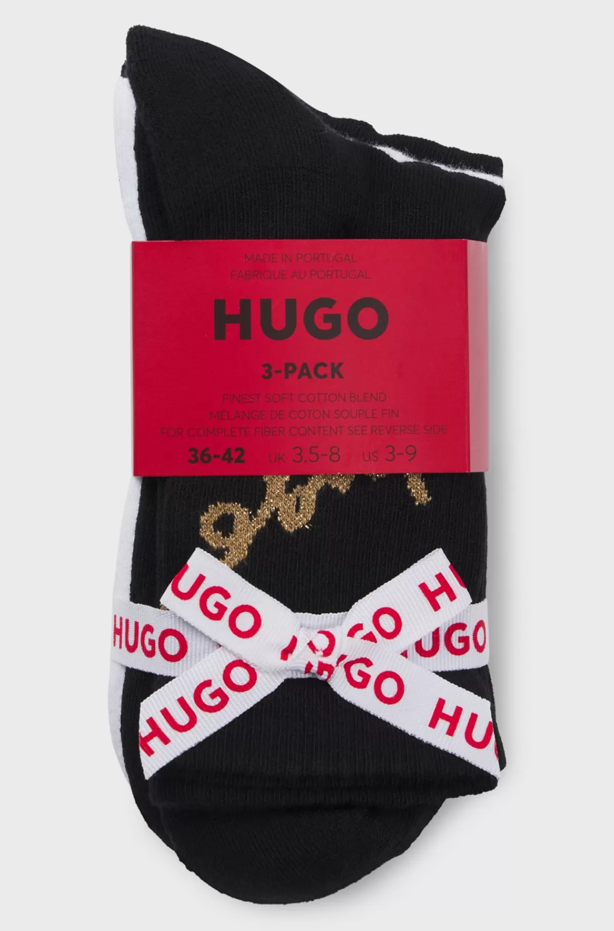 HUGO BOSS Pakke Med Tre Par Strømper I Kvart Længde Med Håndskrevne Logoer Hvid/sort Cheap