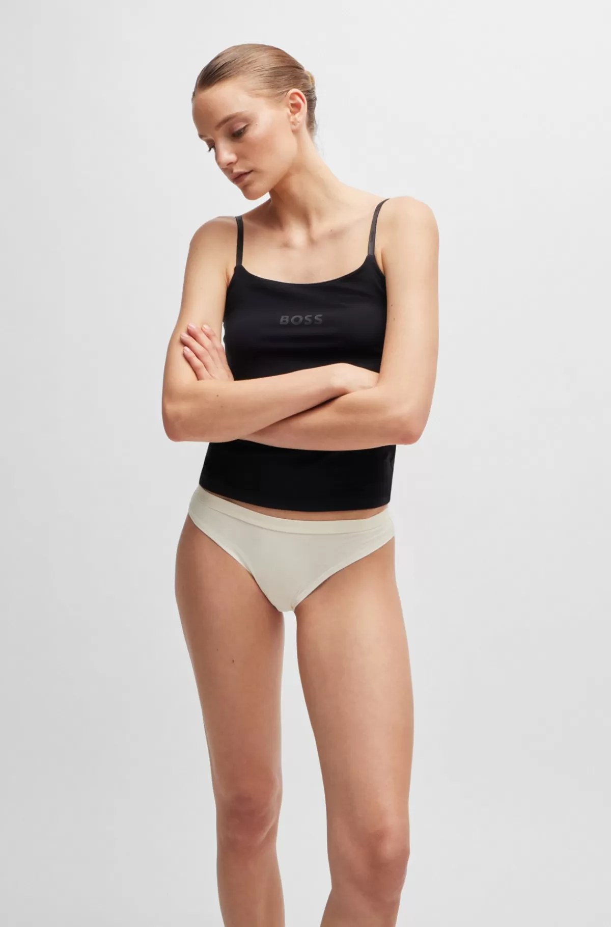 HUGO BOSS Pakke Med Tre Par Trusser Med Logo-linning Af Bomuld Med Stræk Sort/hvid/beige Online