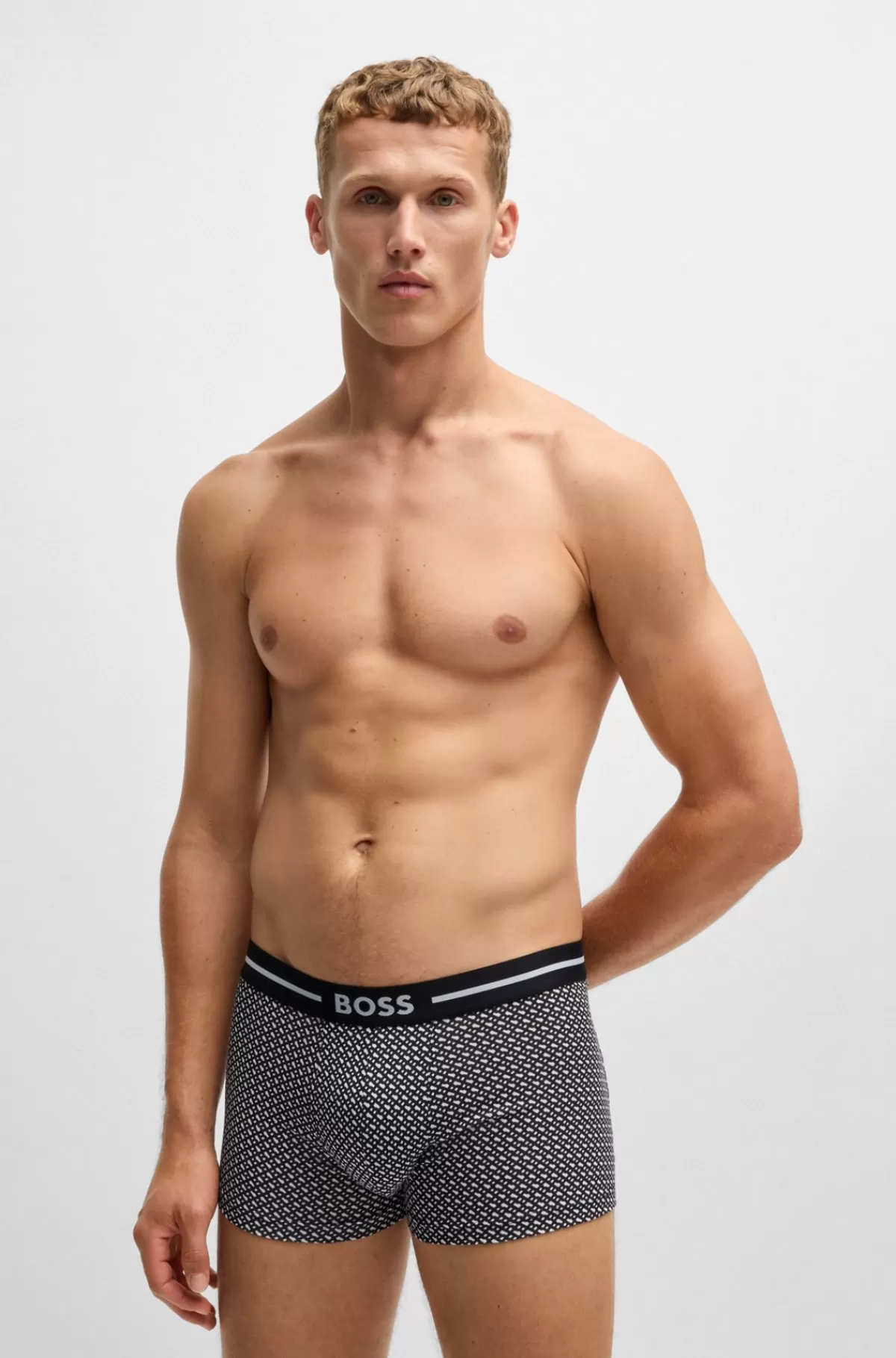 HUGO BOSS Pakke Med Tre Par Underbukser I Bomuld Med Stræk Og Logolinning Mørkeblå Flash Sale