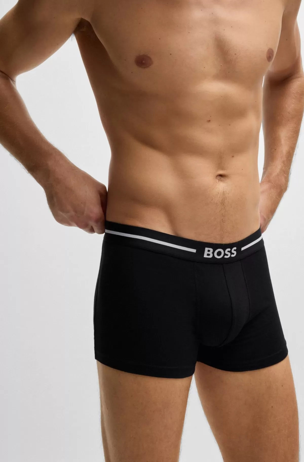 HUGO BOSS Pakke Med Tre Par Underbukser I Bomuld Med Stræk Og Logolinning Mørkeblå Flash Sale