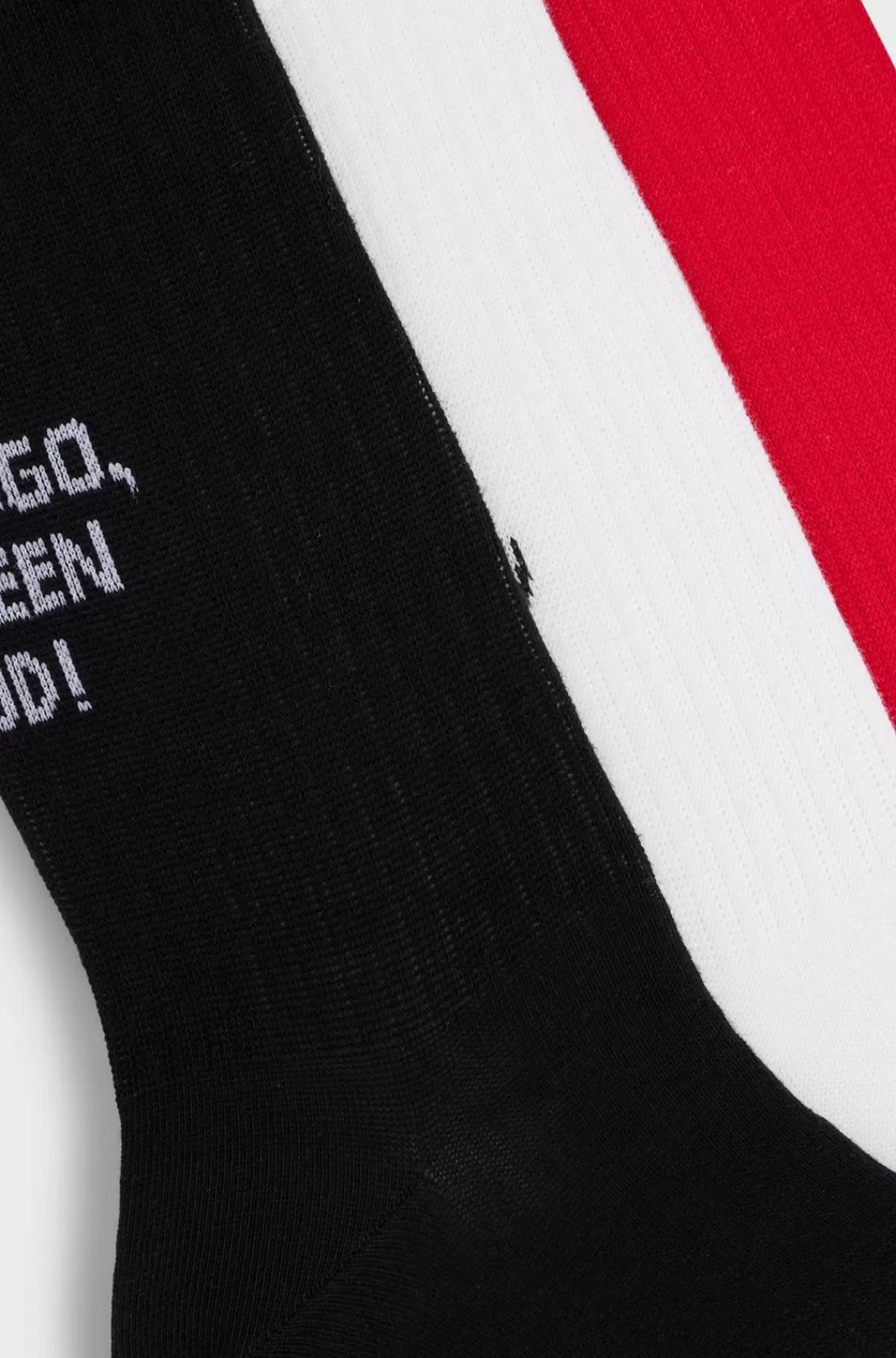 HUGO BOSS Pakke Med Tre Sæt Korte Strømper I En Bomuldsblanding Sort/hvid/rød Online