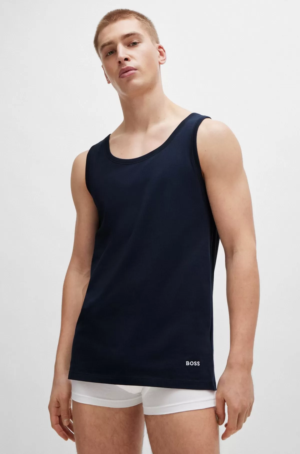 HUGO BOSS Pakke Med Tre Tanktoppe I Bomuld Sort / Grøn / Blå Flash Sale