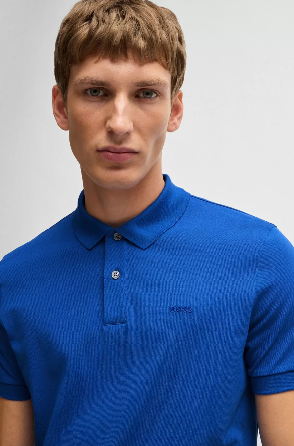 HUGO BOSS Pallas Poloshirt Med Regular Fit I Bomuld Med Broderet Logo Blå Cheap