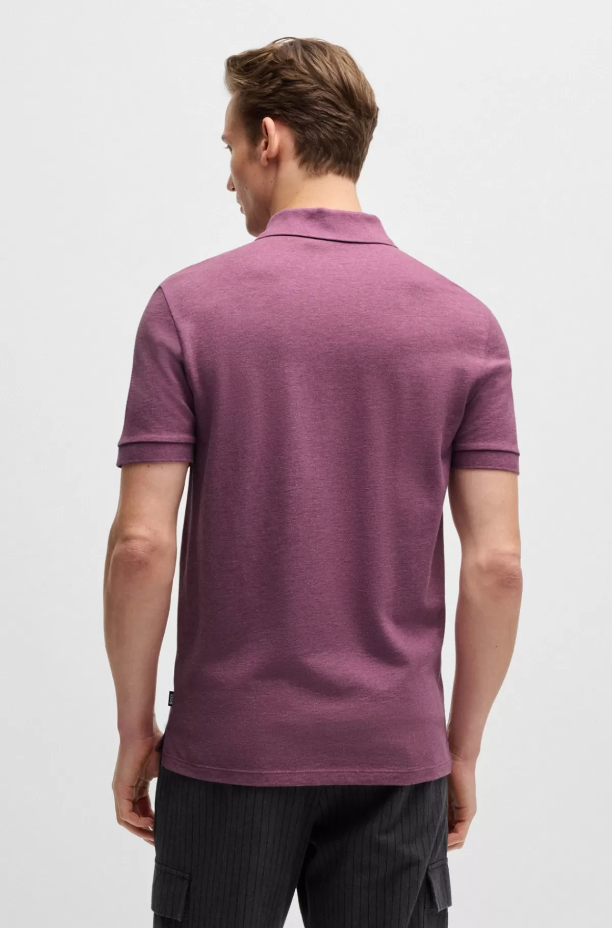 HUGO BOSS Pallas Poloshirt Med Regular Fit I Bomuld Med Broderet Logo Mørklilla Flash Sale