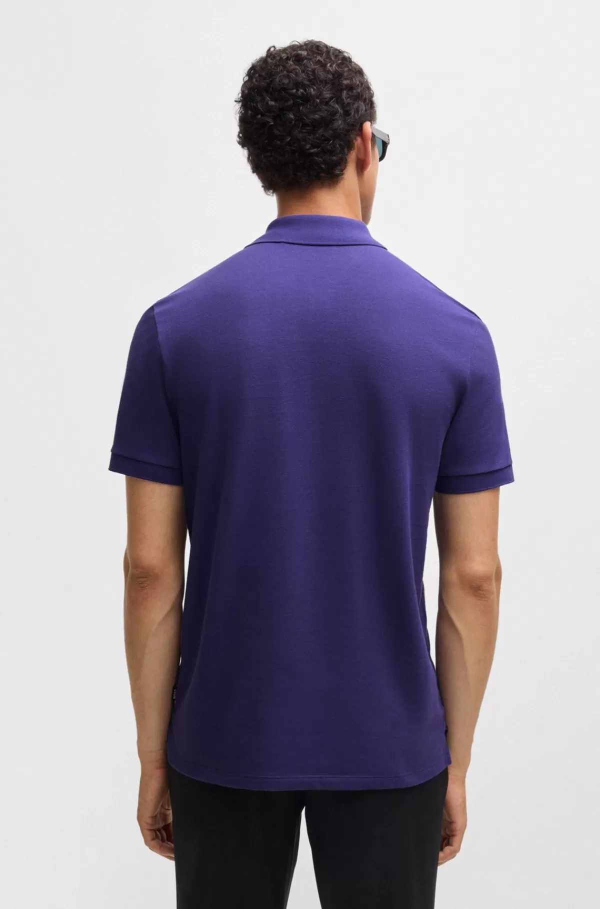 HUGO BOSS Pallas Poloshirt Med Regular Fit I Bomuld Med Broderet Logo Mørklilla Clearance