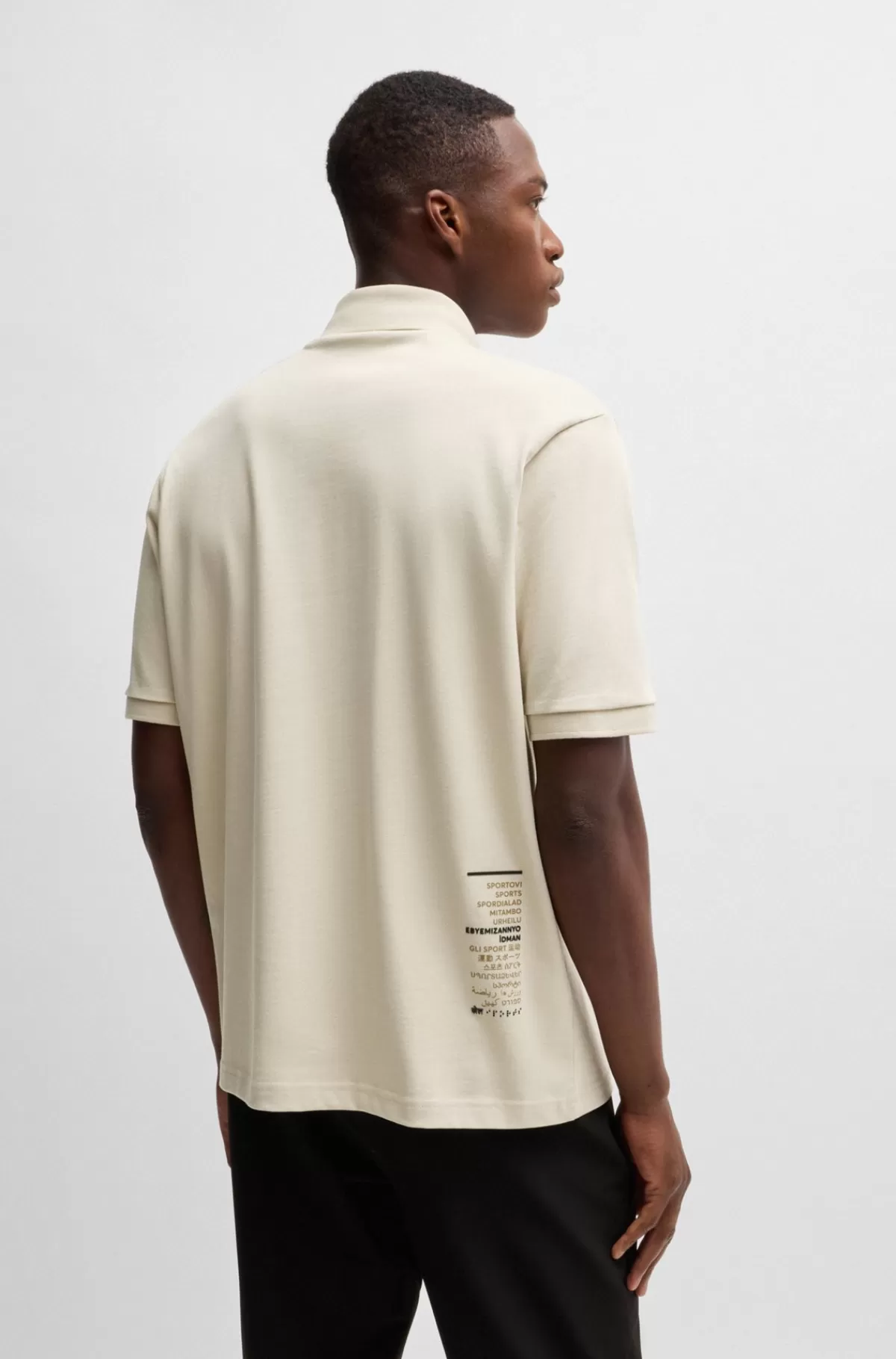 HUGO BOSS Poloshirt I Bomuldsjersey Med Printet Grafik Lys beige Best