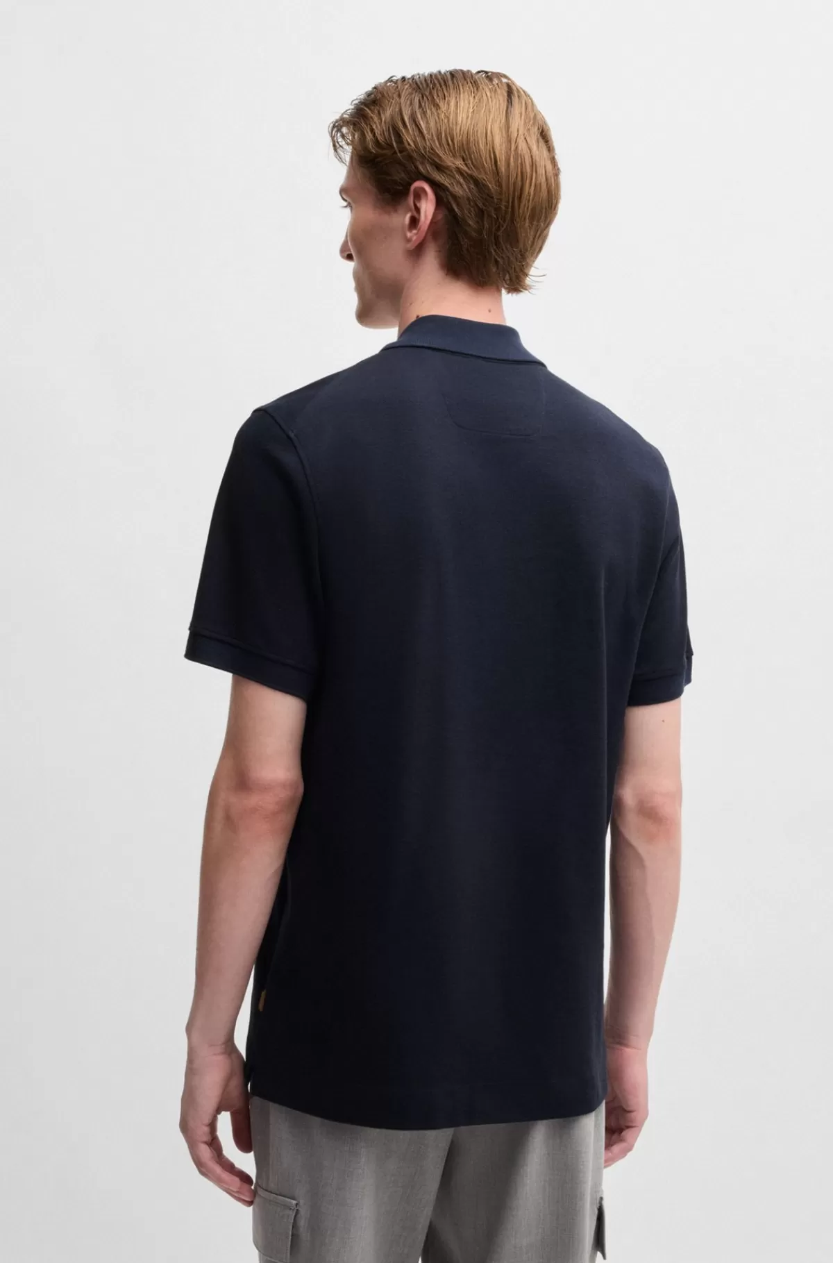 HUGO BOSS Poloshirt Med En Lynlås I Halsen I Bomuld Og Kashmir Mørkeblå Best Sale