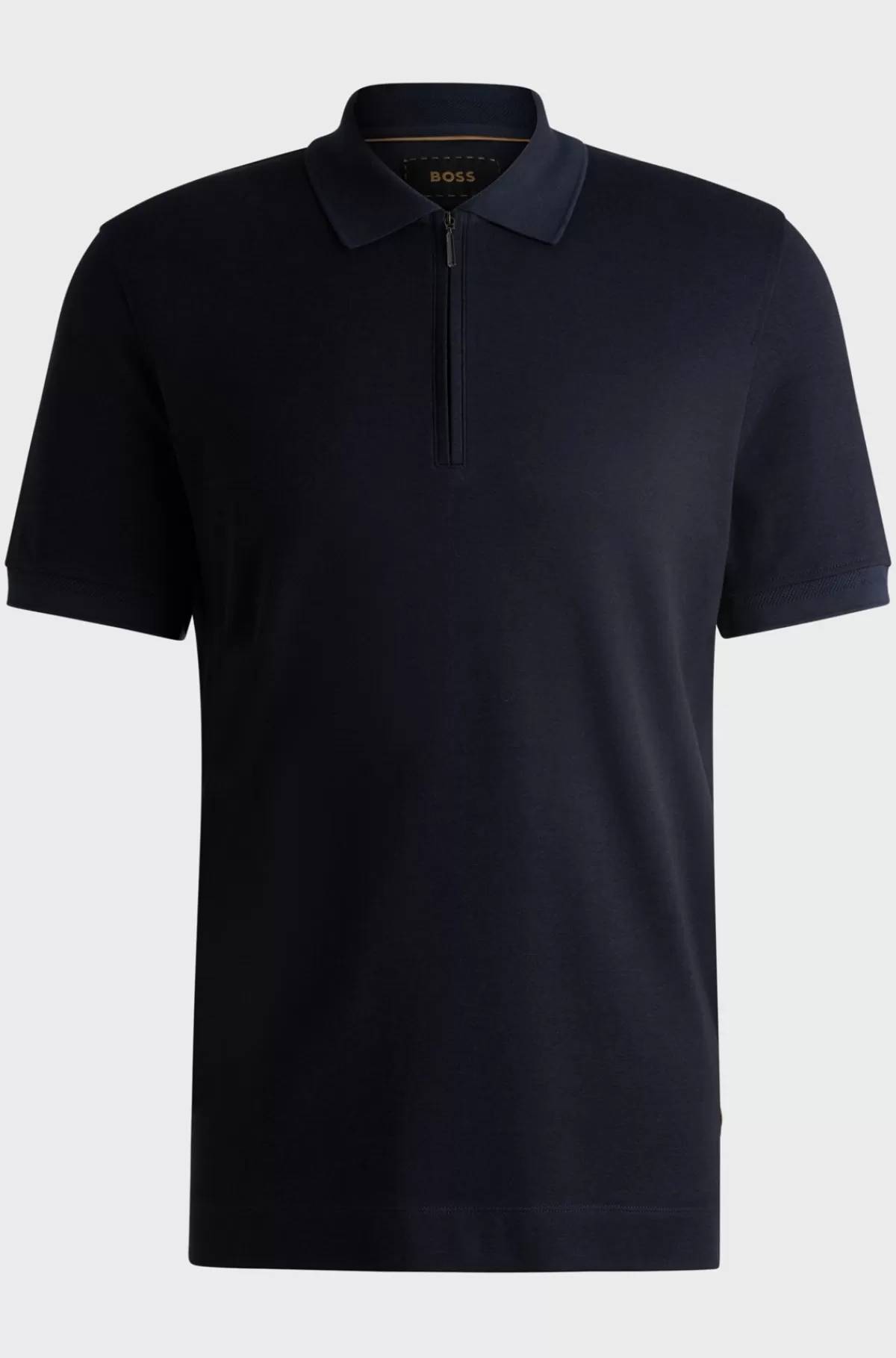 HUGO BOSS Poloshirt Med En Lynlås I Halsen I Bomuld Og Kashmir Mørkeblå Best Sale