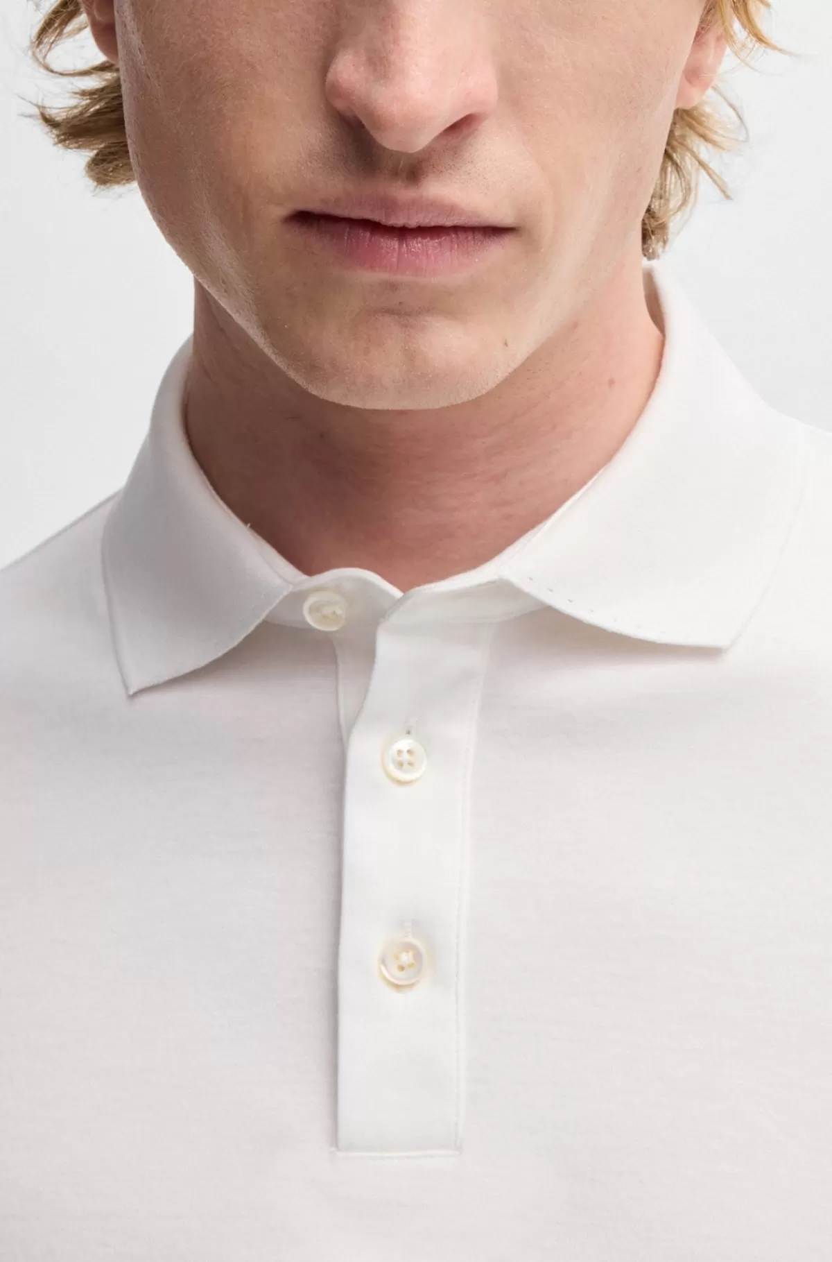 HUGO BOSS Poloshirt Med Regular Fit I Merceriseret Italiensk Bomuld Hvid Cheap