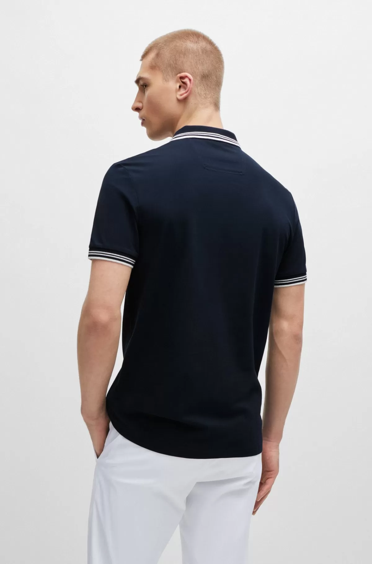 poloshirt_med_slim_fit_i_bomuld_med_strk_og_branding_6.webp HUGO BOSS Poloshirt Med Slim Fit I Bomuld Med Stræk Og Branding Mørkeblå Best