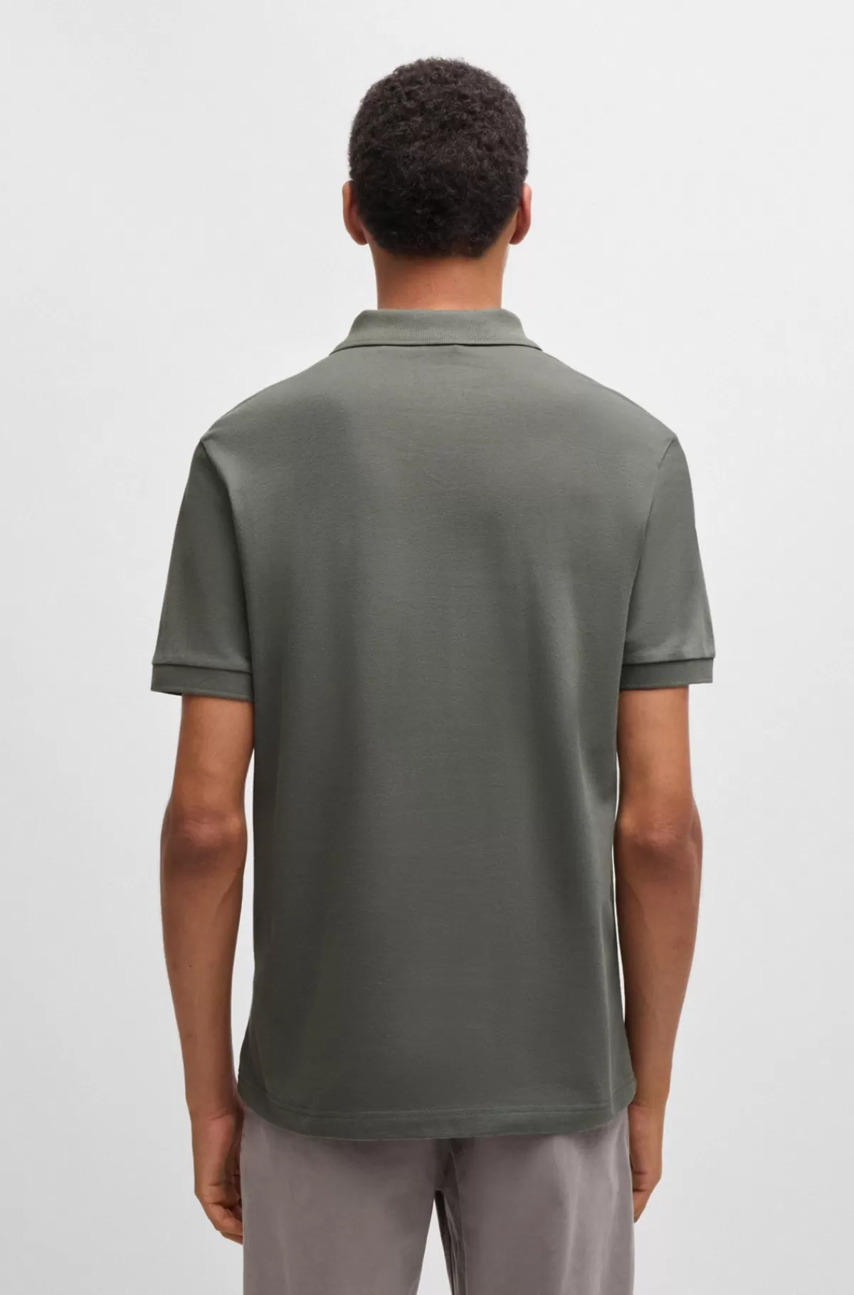 HUGO BOSS Poloshirt Med Slim Fit I Bomuld Med Stræk Og Logomærke Lysegrå Store