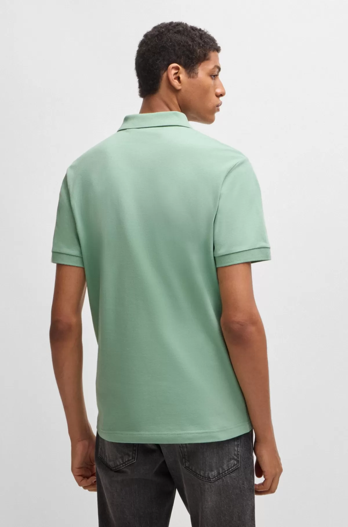HUGO BOSS Poloshirt Med Slim Fit I Bomuld Med Stræk Og Logomærke Lysegrøn New