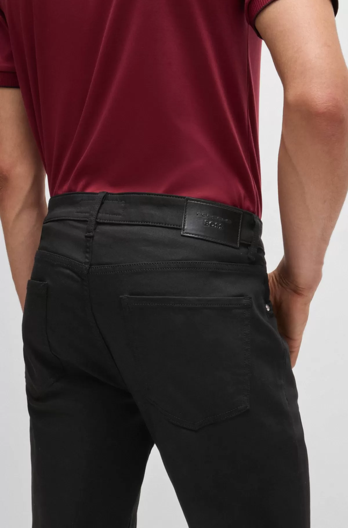 HUGO BOSS Porsche X BOSS-jeans I Performance-denim Med Tapered Fit Sort Discount