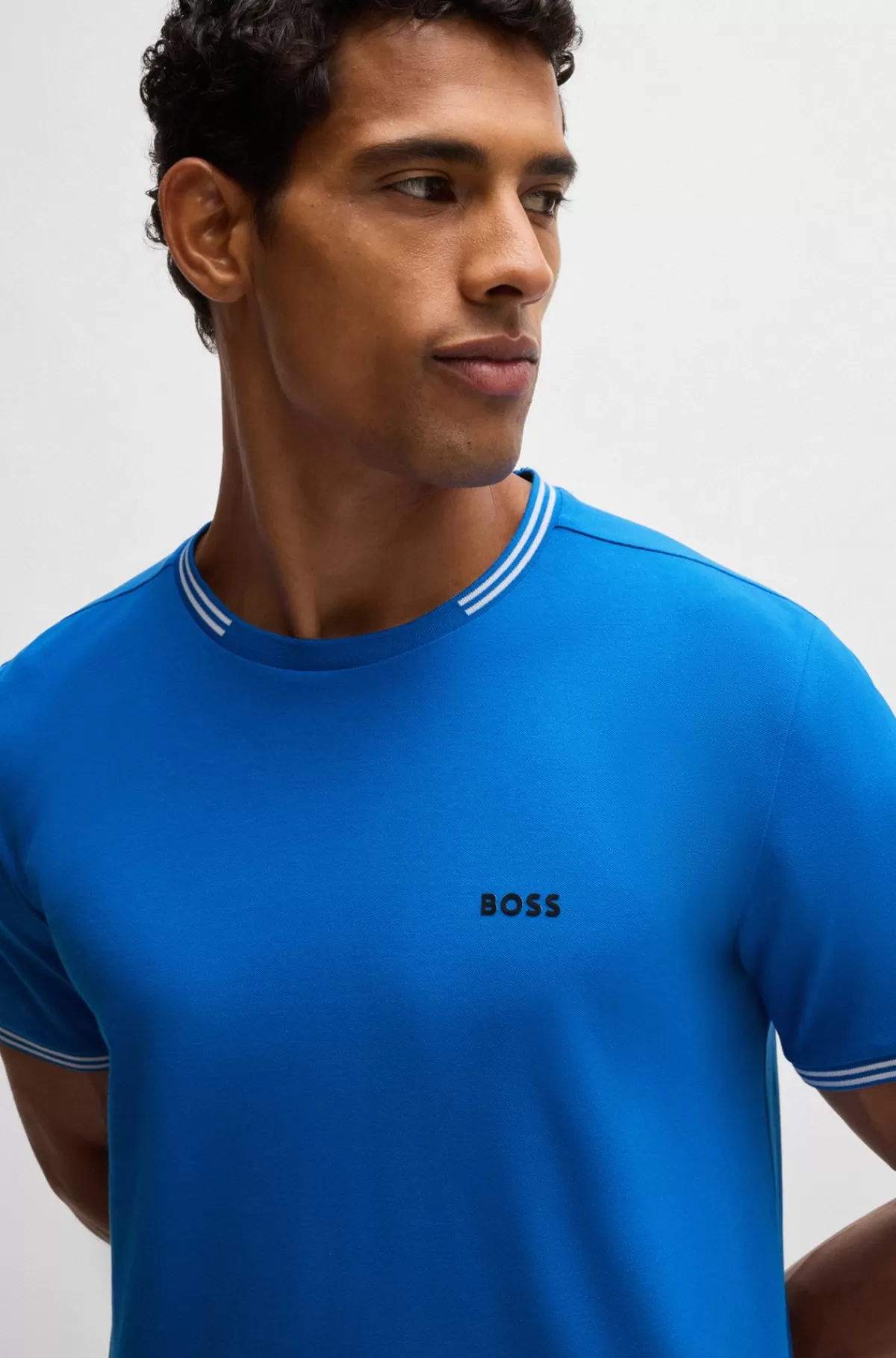 HUGO BOSS Pyjamas-T-shirt Med Striber Og Logo I Bomuld Med Stræk Blå Cheap