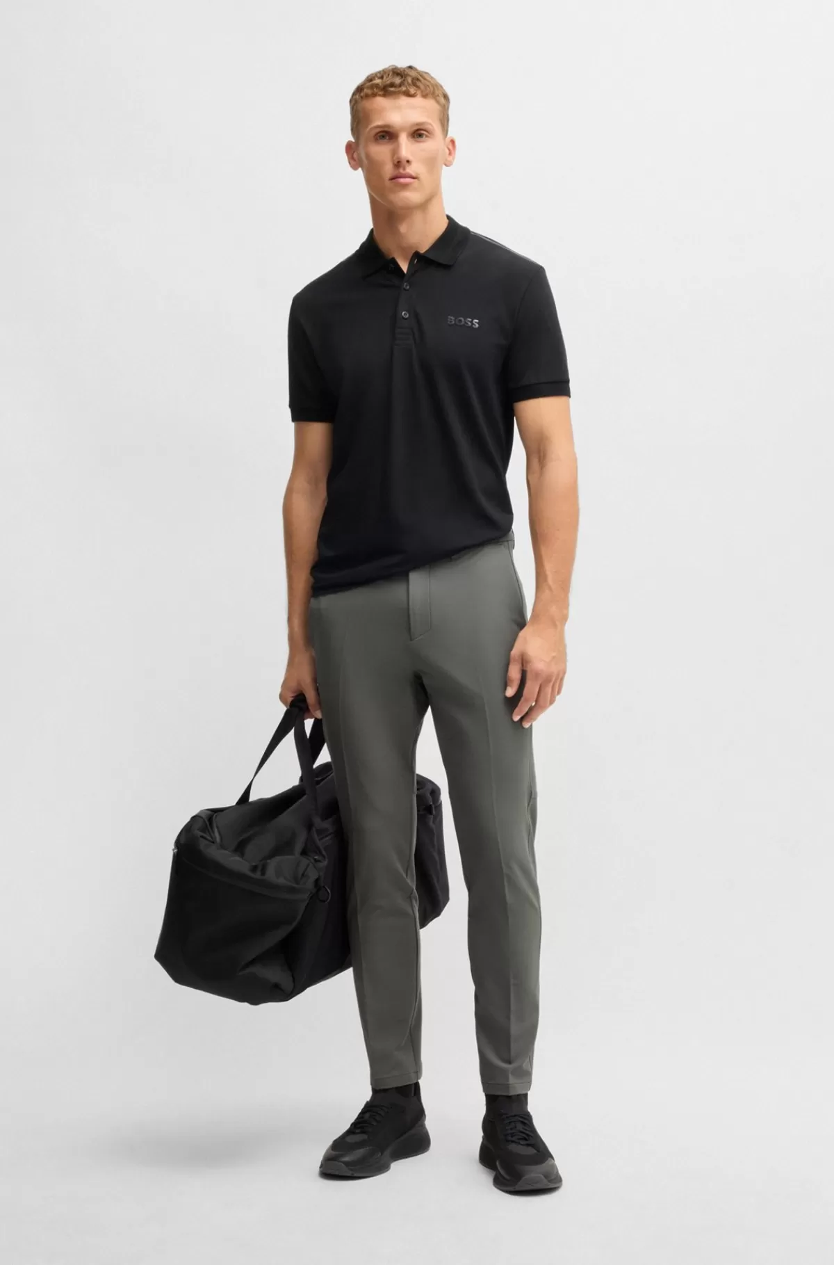 HUGO BOSS Regular Fit Bukser I Vandskyende Stof Med Stræk Lysegrå Shop