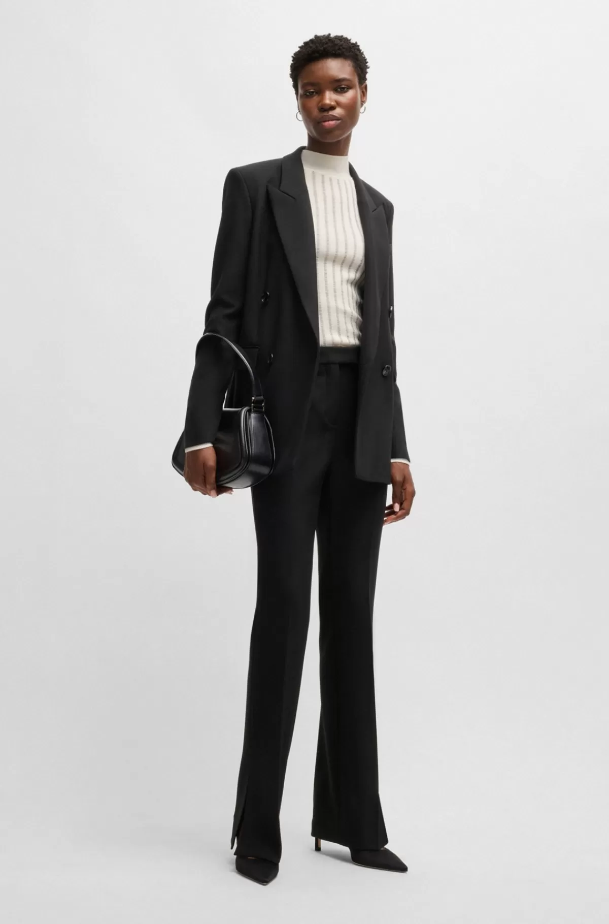 HUGO BOSS Regular Fit Jakke Med Dobbeltradet Lukning Sort Discount