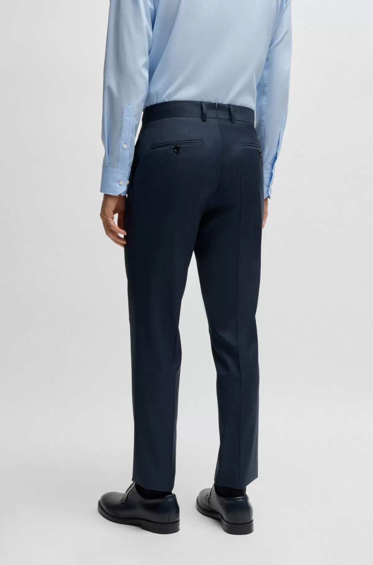 HUGO BOSS Regular Fit Jakkesæt Med Mikromønster I Serge Af Ny Uld Mørkeblå Flash Sale