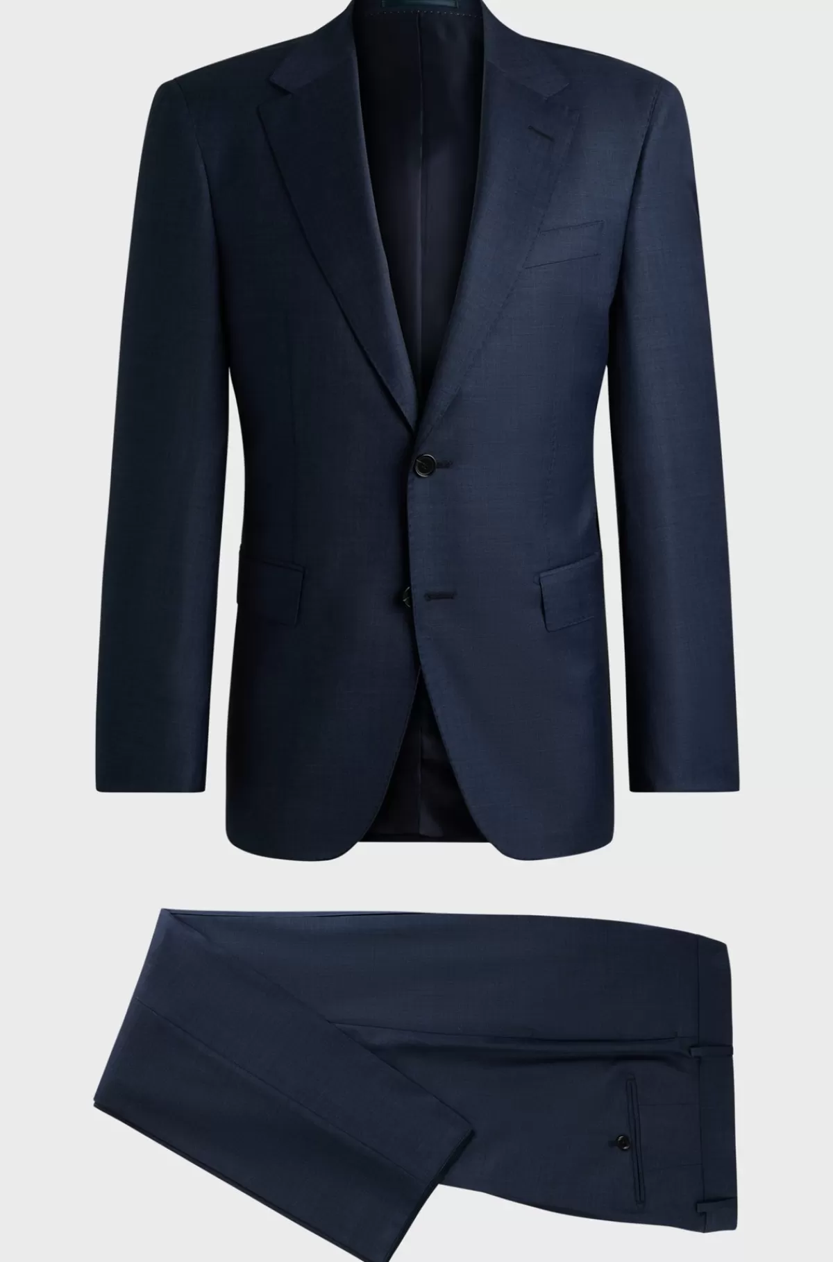 HUGO BOSS Regular Fit Jakkesæt Med Mikromønster I Serge Af Ny Uld Mørkeblå Flash Sale