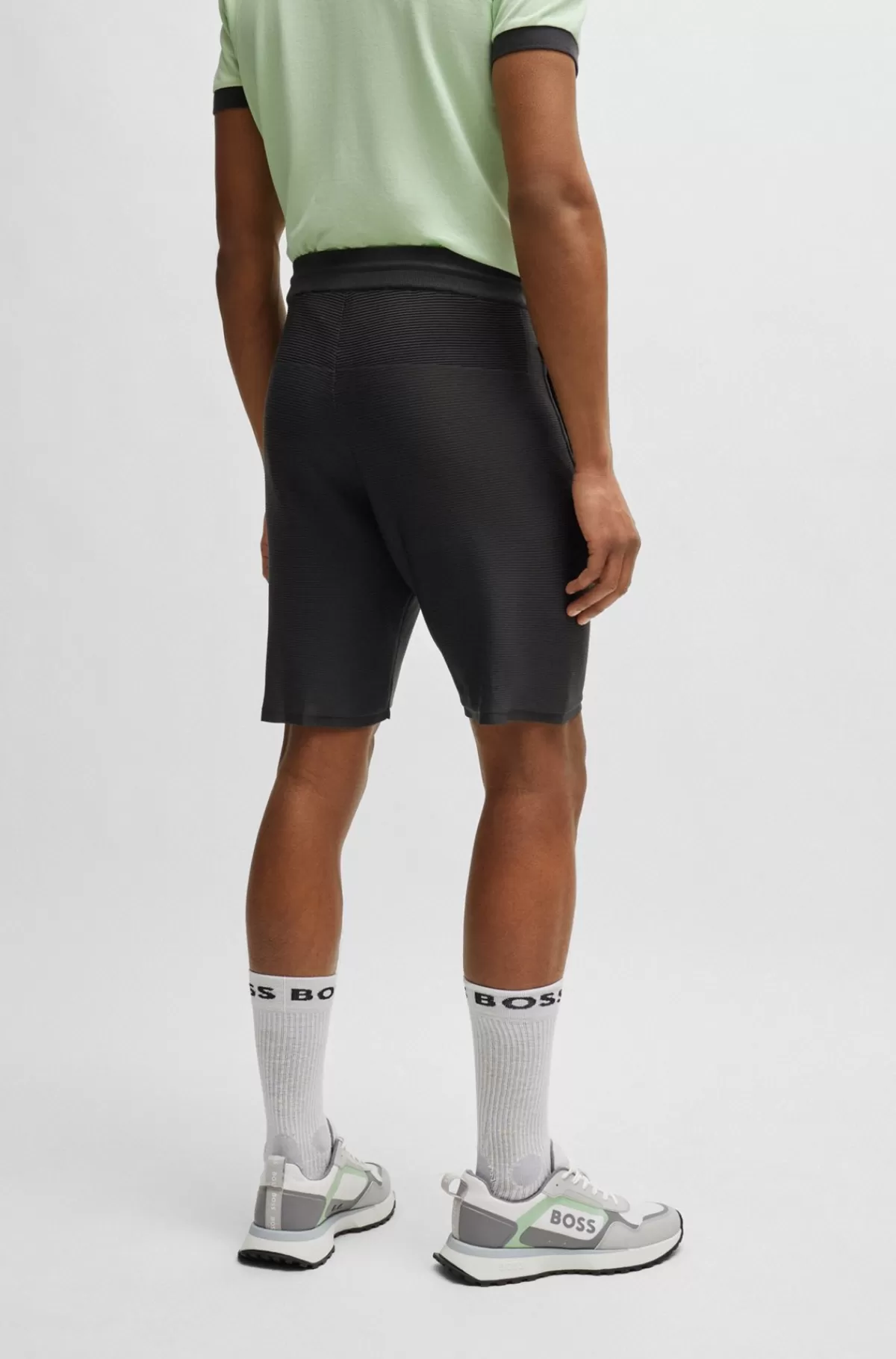 HUGO BOSS Regular Fit Shorts I Stof Med Stræk Samt Logo Mørkegrå Store