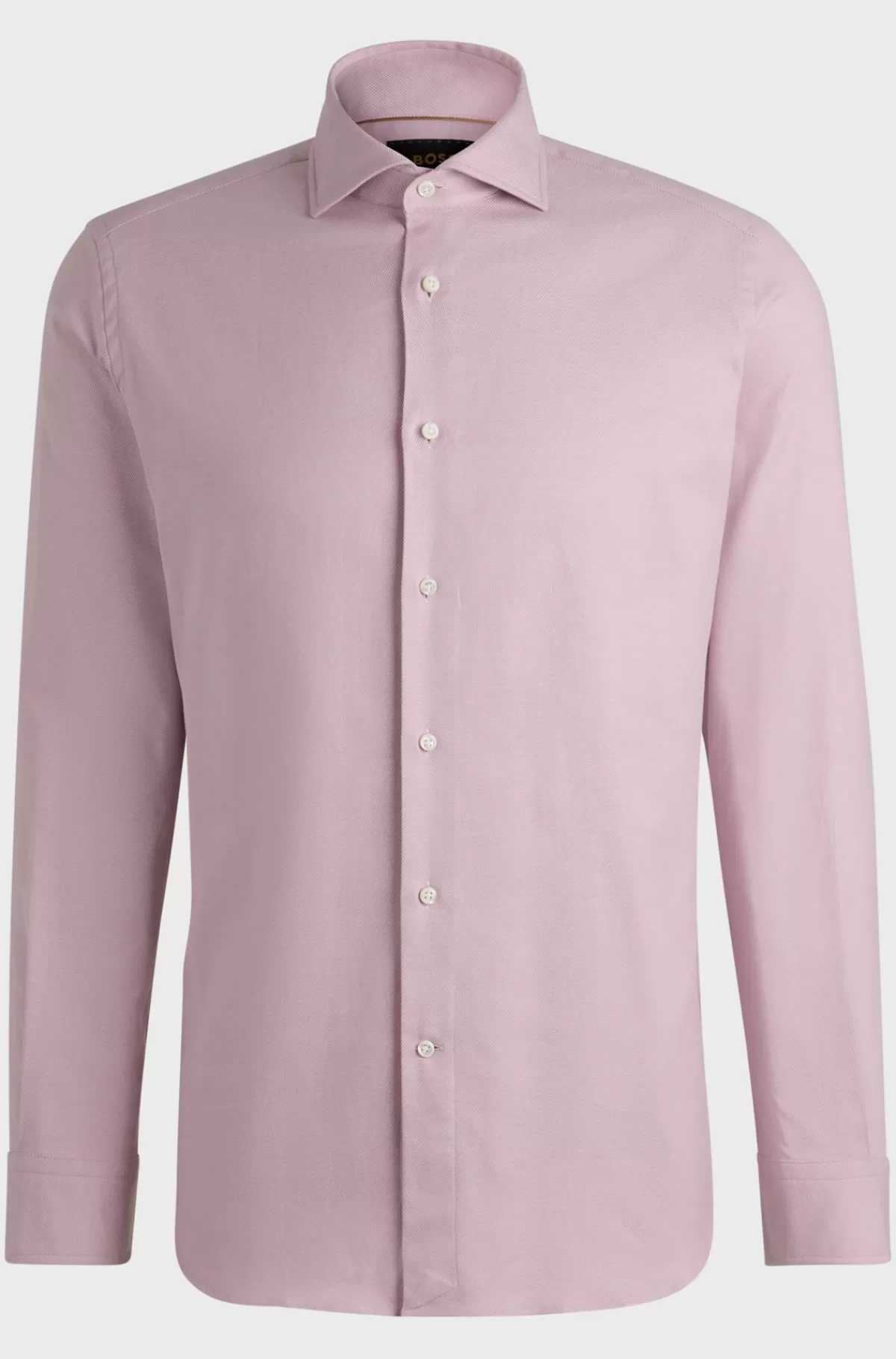 HUGO BOSS Regular Fit Skjorte I Bomuld Med Stræk Og Diagonale Striber Lys pink Outlet