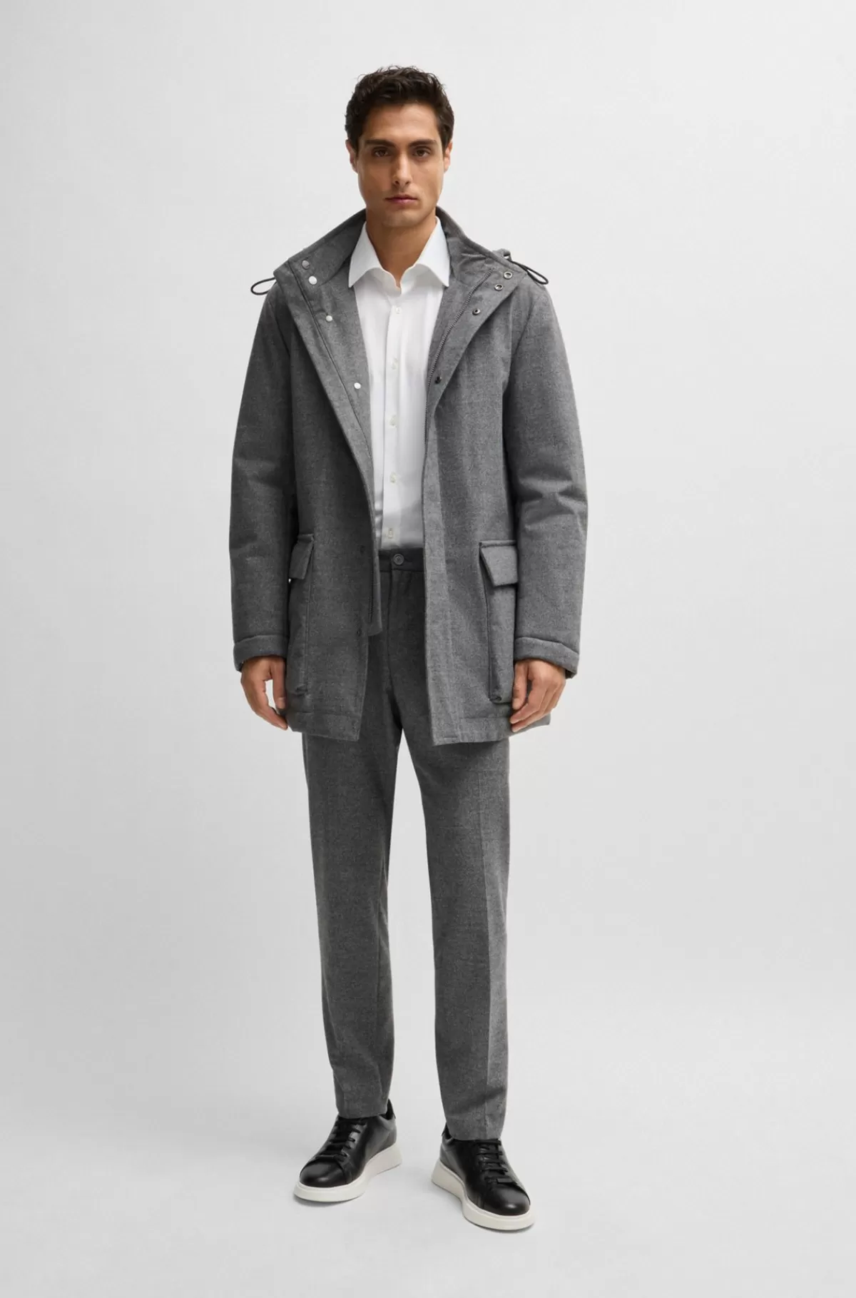 HUGO BOSS Regular Fit Skjorte I Struktureret Stof Med Performance-stræk Hvid Online
