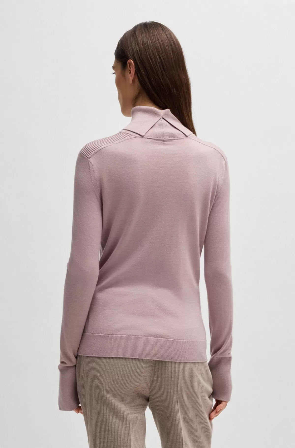 HUGO BOSS Rullekravesweater I Cashmere, Silke Og Uld Lyslilla Cheap