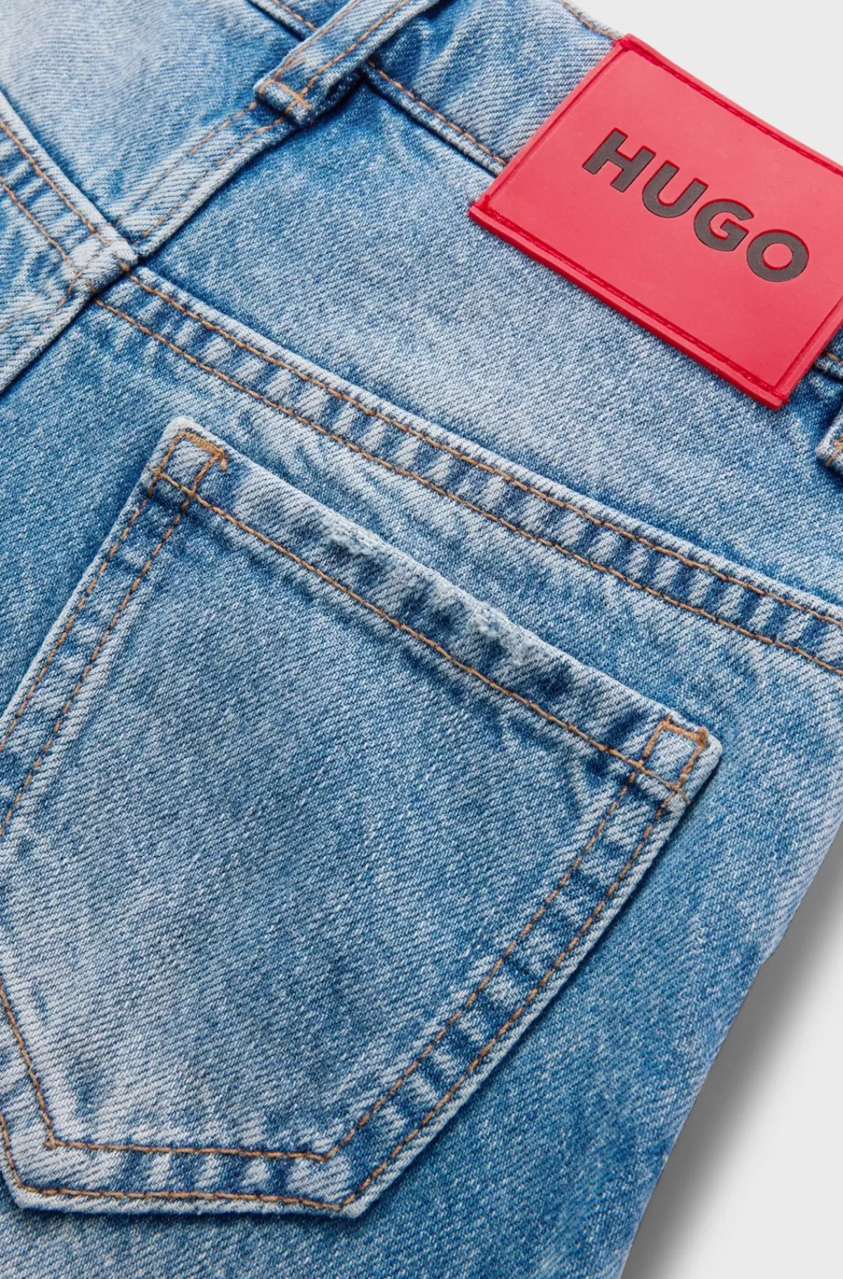 HUGO BOSS Shorts Til Børn Med Loose Fit I Blå Denim Mønstret Fashion