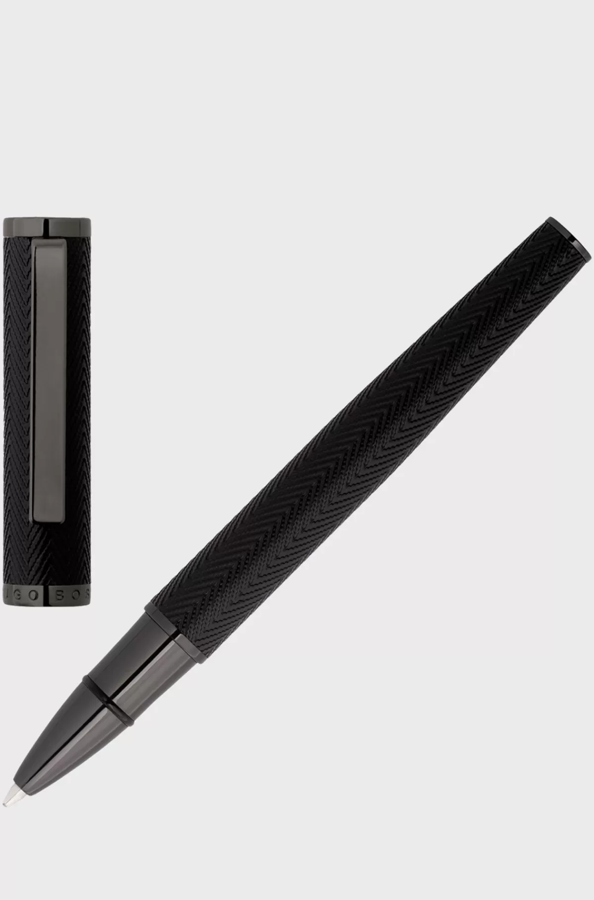 HUGO BOSS Sildebenstekstureret Rollerball Pen I Messing Sort New