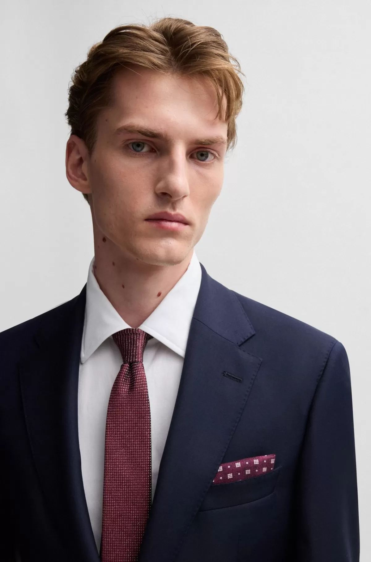 HUGO BOSS Silkelommetørklæde Med Print Mørkerød Best