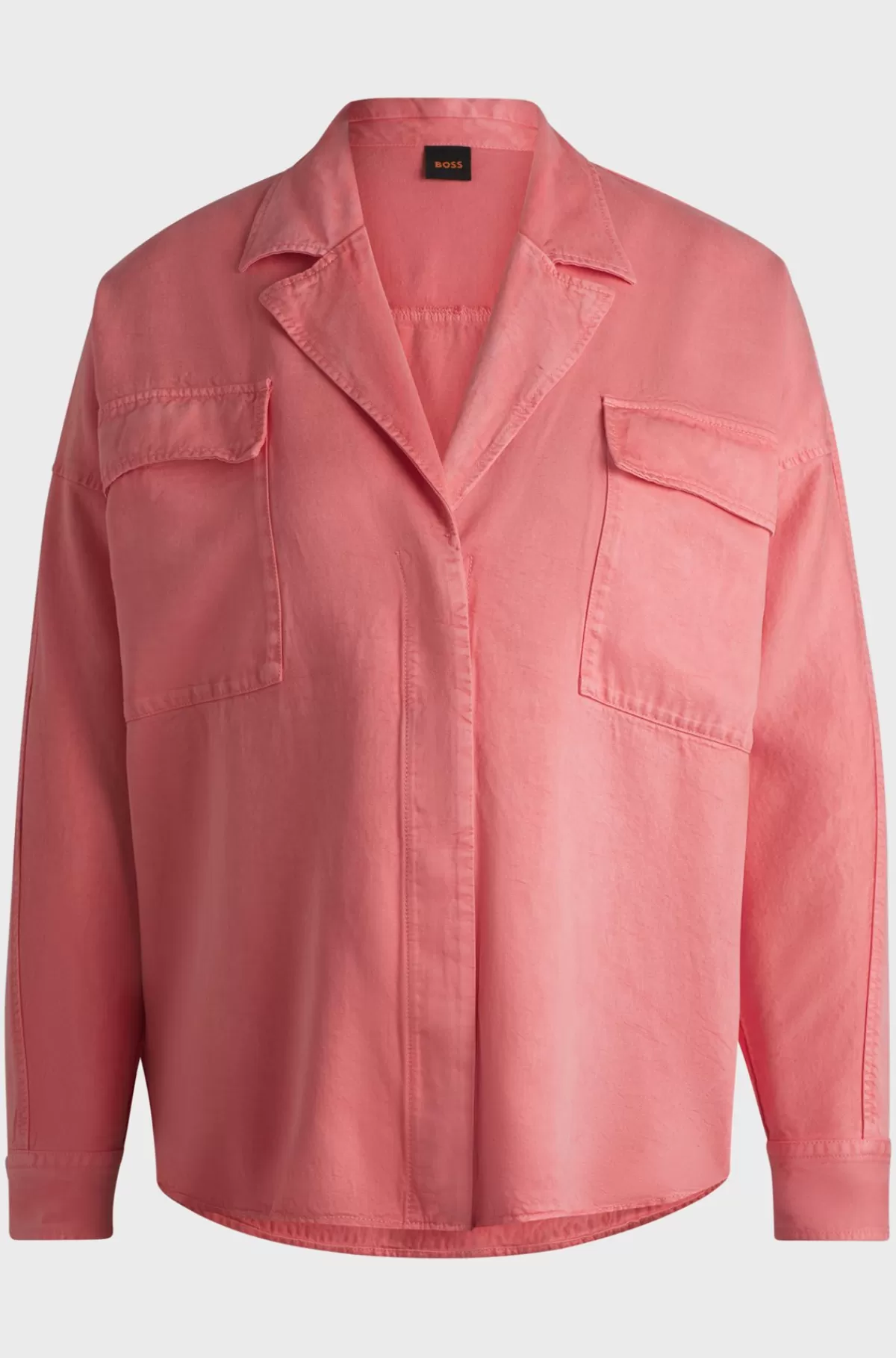 HUGO BOSS Skjorte I Blød Kanvas Med Regular Fit Og Brystlommer Lys pink Shop