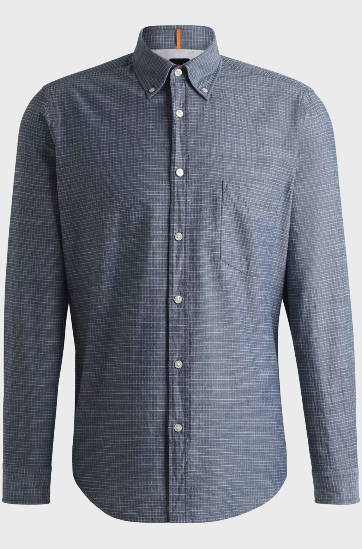 HUGO BOSS Skjorte I Dobby-bomuld Med Afslappet Krave Og Regular Fit Lyseblå Clearance