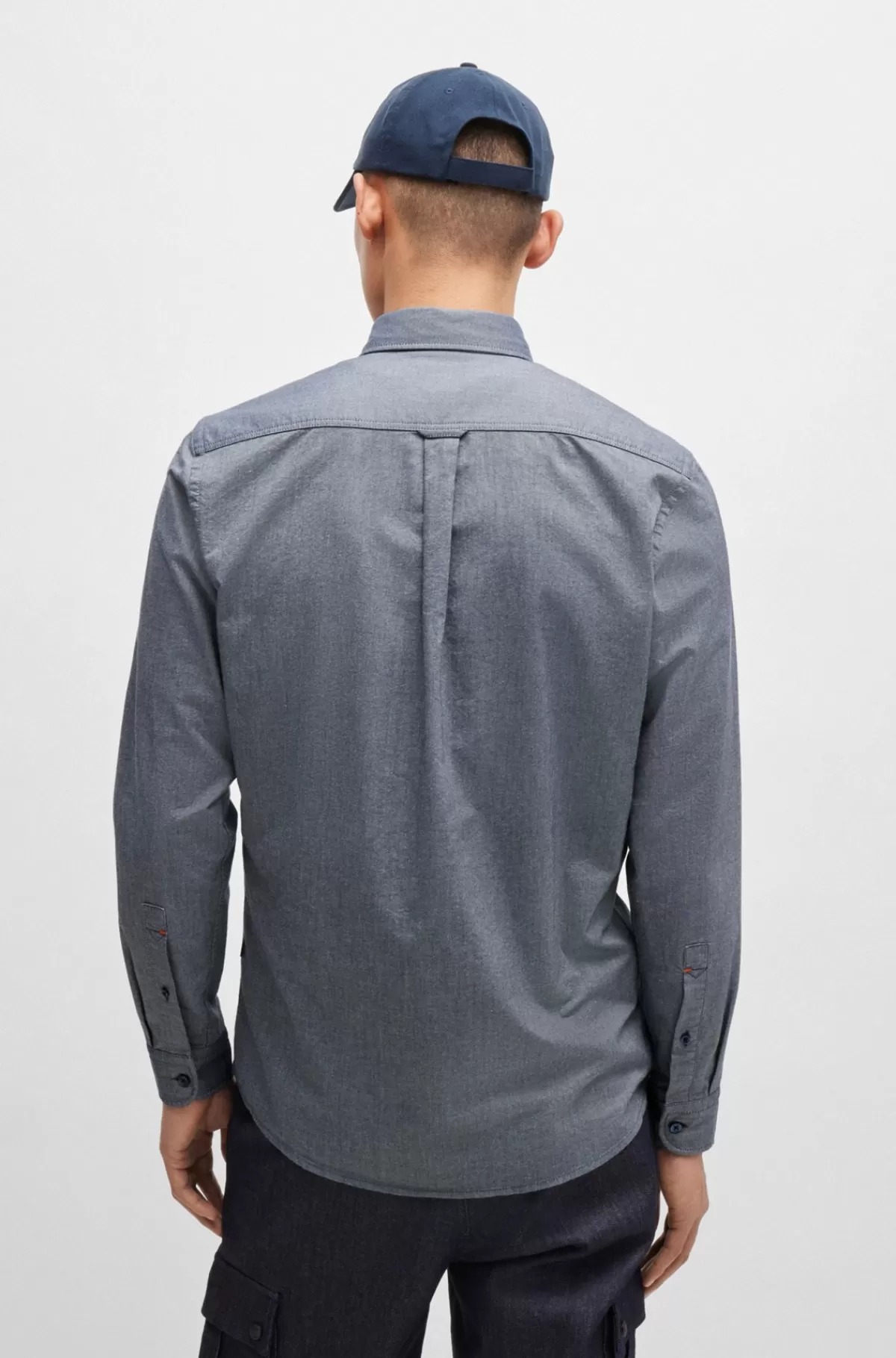 HUGO BOSS Skjorte I Oxfordbomuld Med Regular Fit Og Knapper Lyseblå Fashion